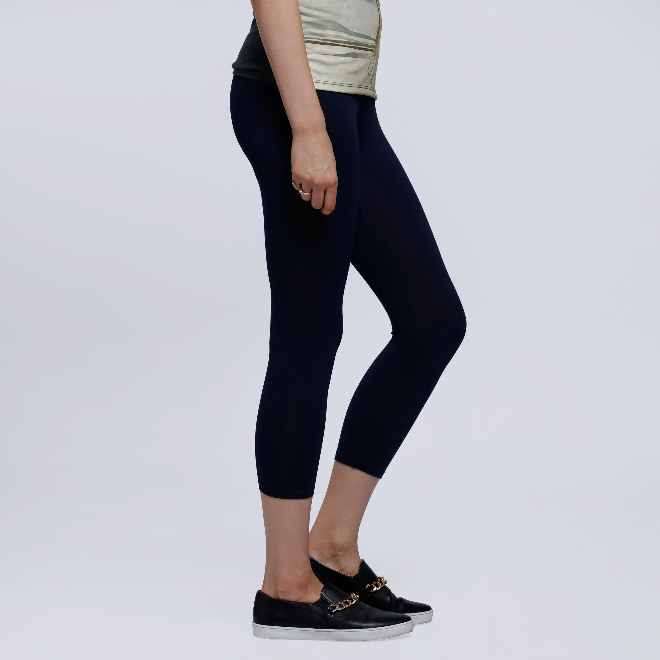 Cropped Leggings with Elasticised Waistband -women-clothing-bottoms-leggings-image-3
