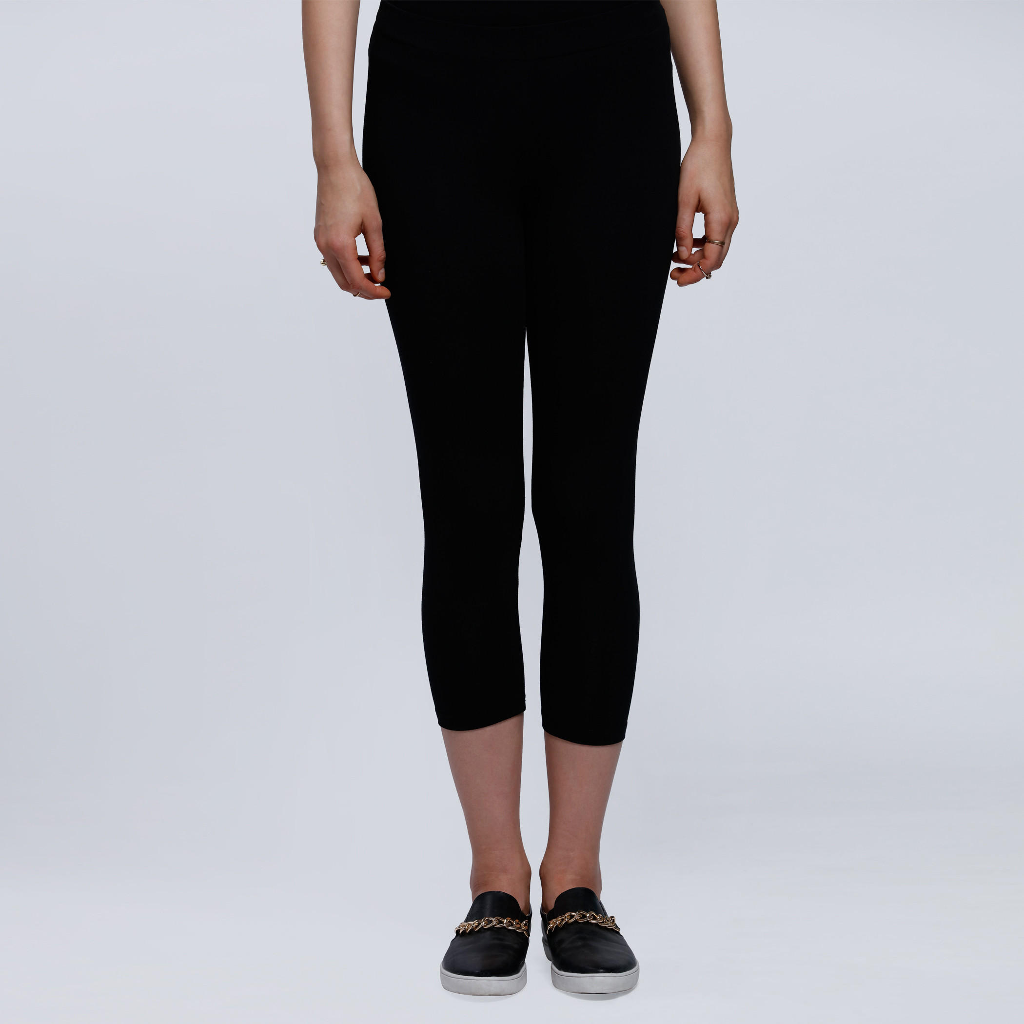Knee Length Leggings with Elasticised Waistband-women-clothing-bottoms-leggings-image-1