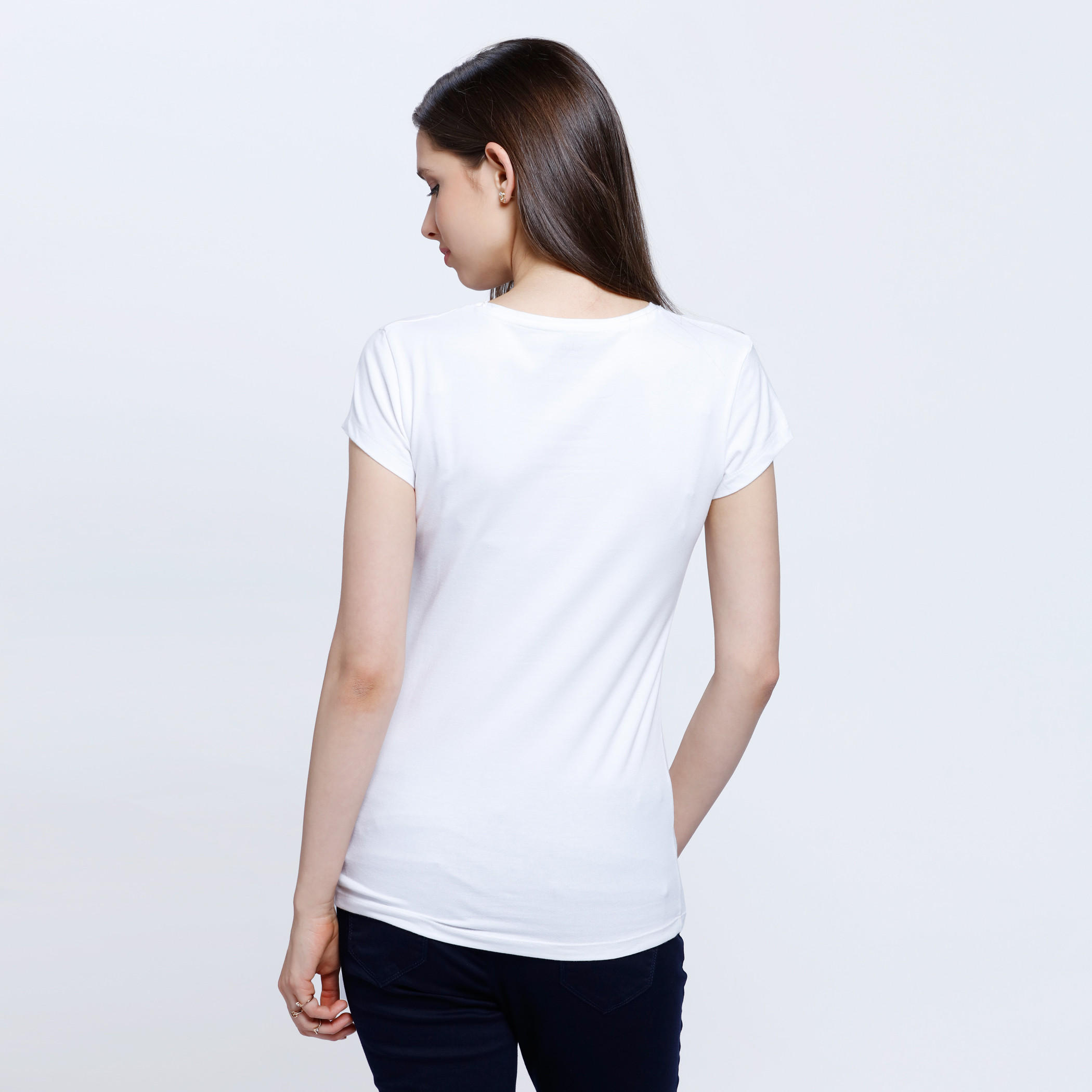Solid Round Neck T-shirt-women-clothing-tshirts-image-2