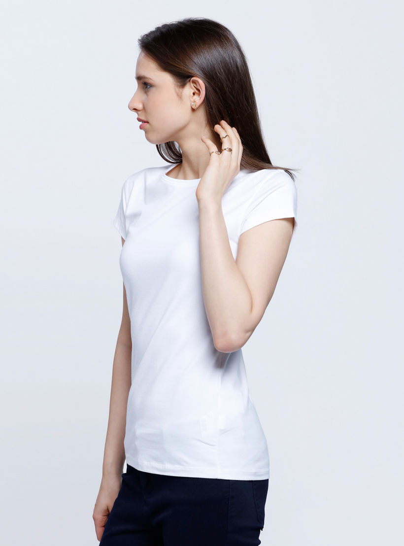 Solid Round Neck T-shirt-women-clothing-tshirts-image-3