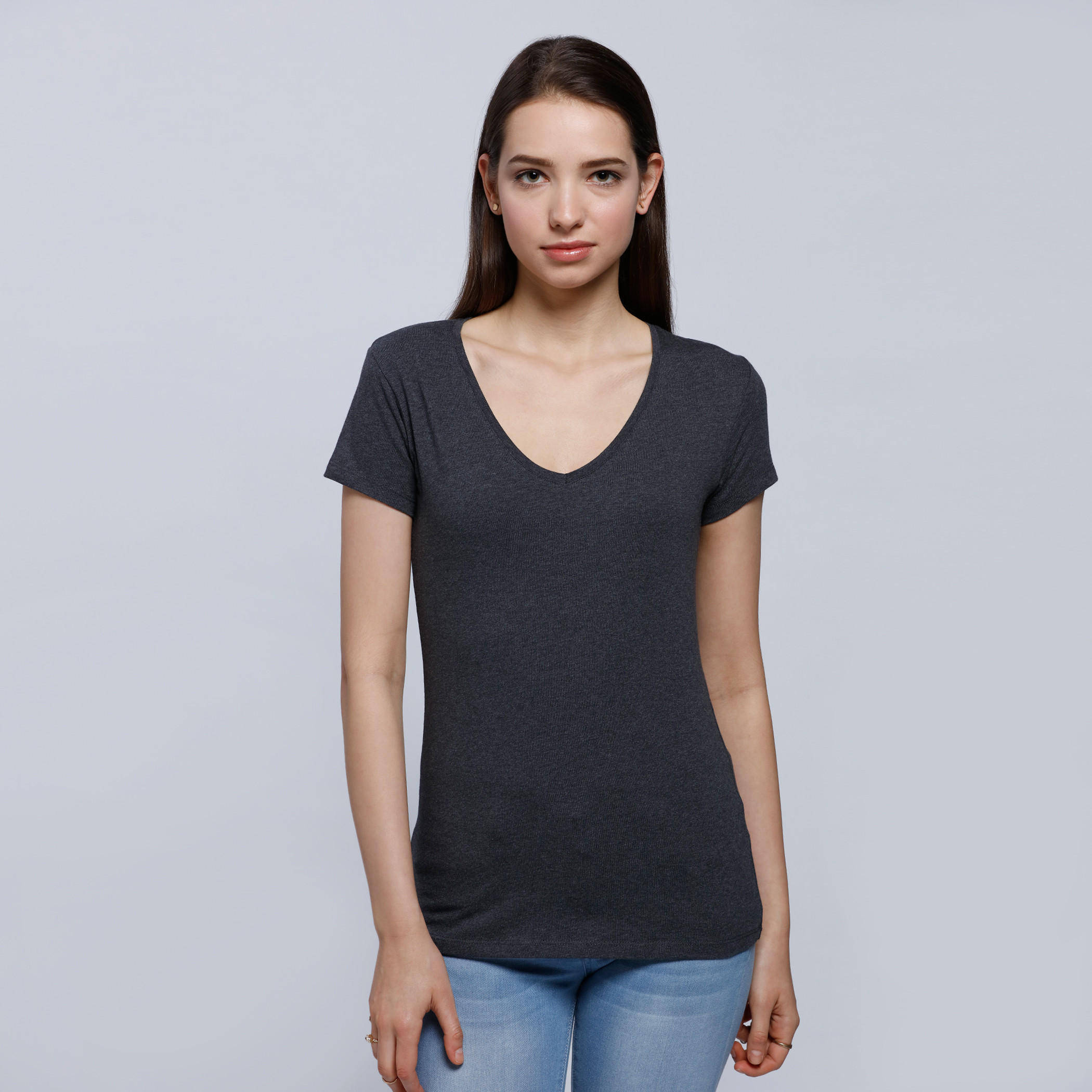 V-Neck T-Shirt with Short Sleeves -women-clothing-tshirts-image-1