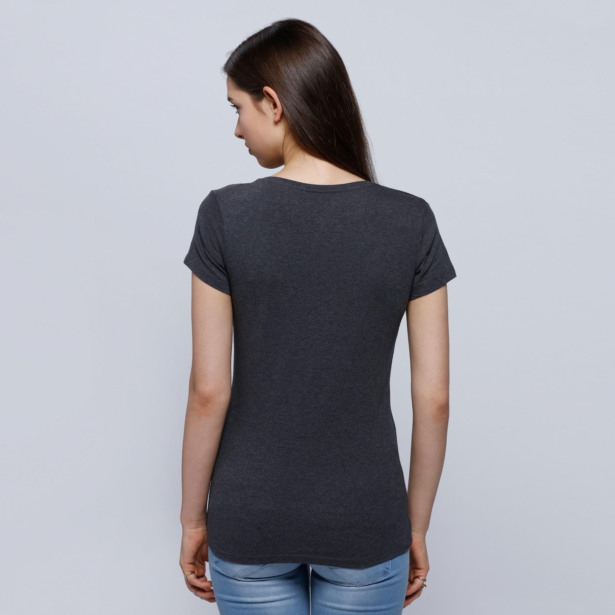 V-Neck T-Shirt with Short Sleeves -women-clothing-tshirts-image-2