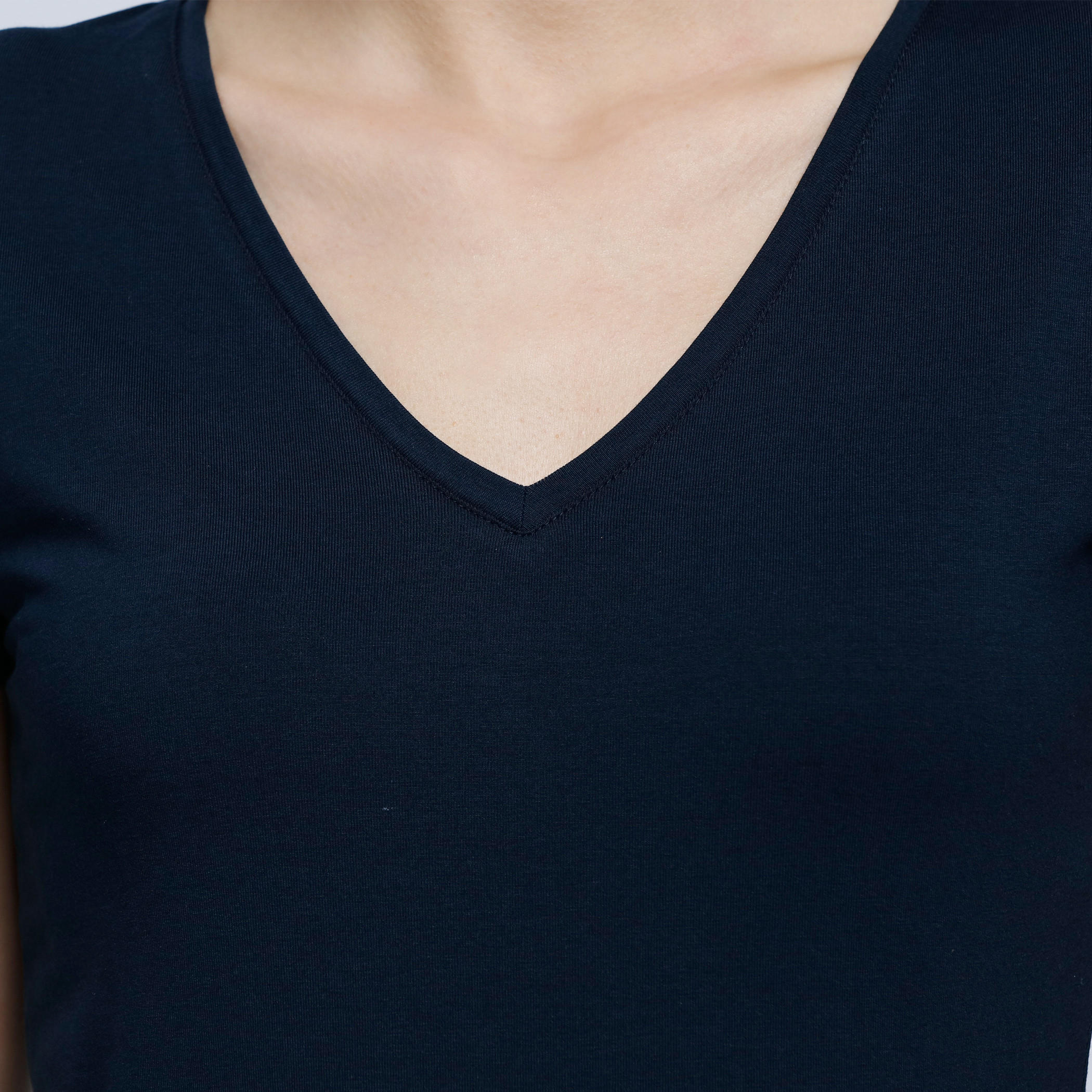 Melange T-Shirt with V-Neck and Short Sleeves-women-clothing-tshirts-image-4