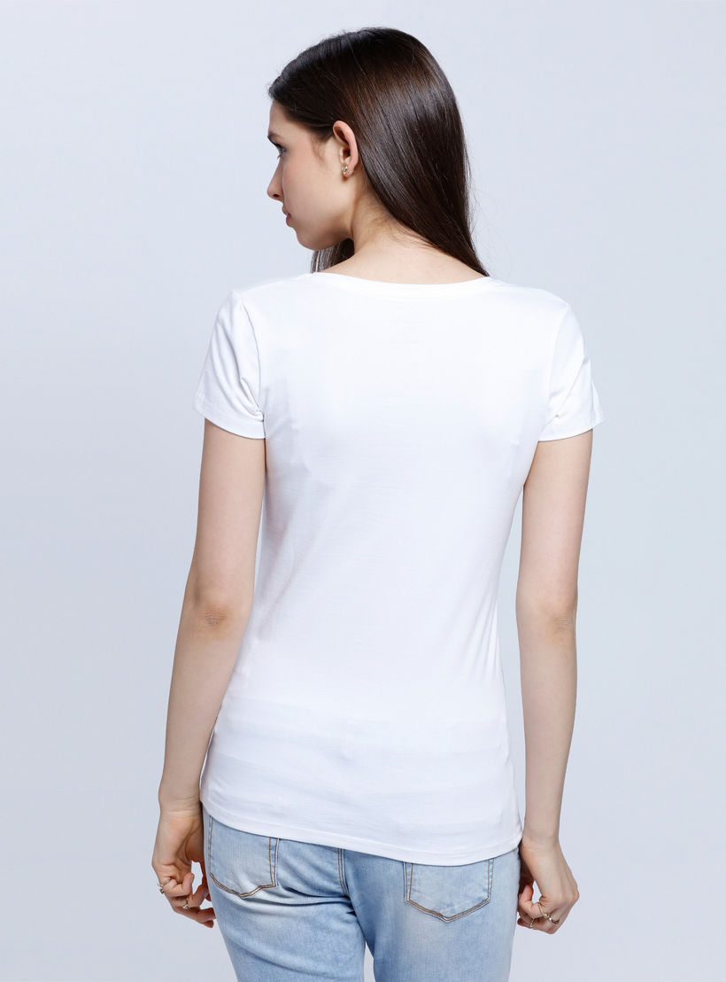 Solid V-neck T-shirt-women-clothing-tshirts-image-2