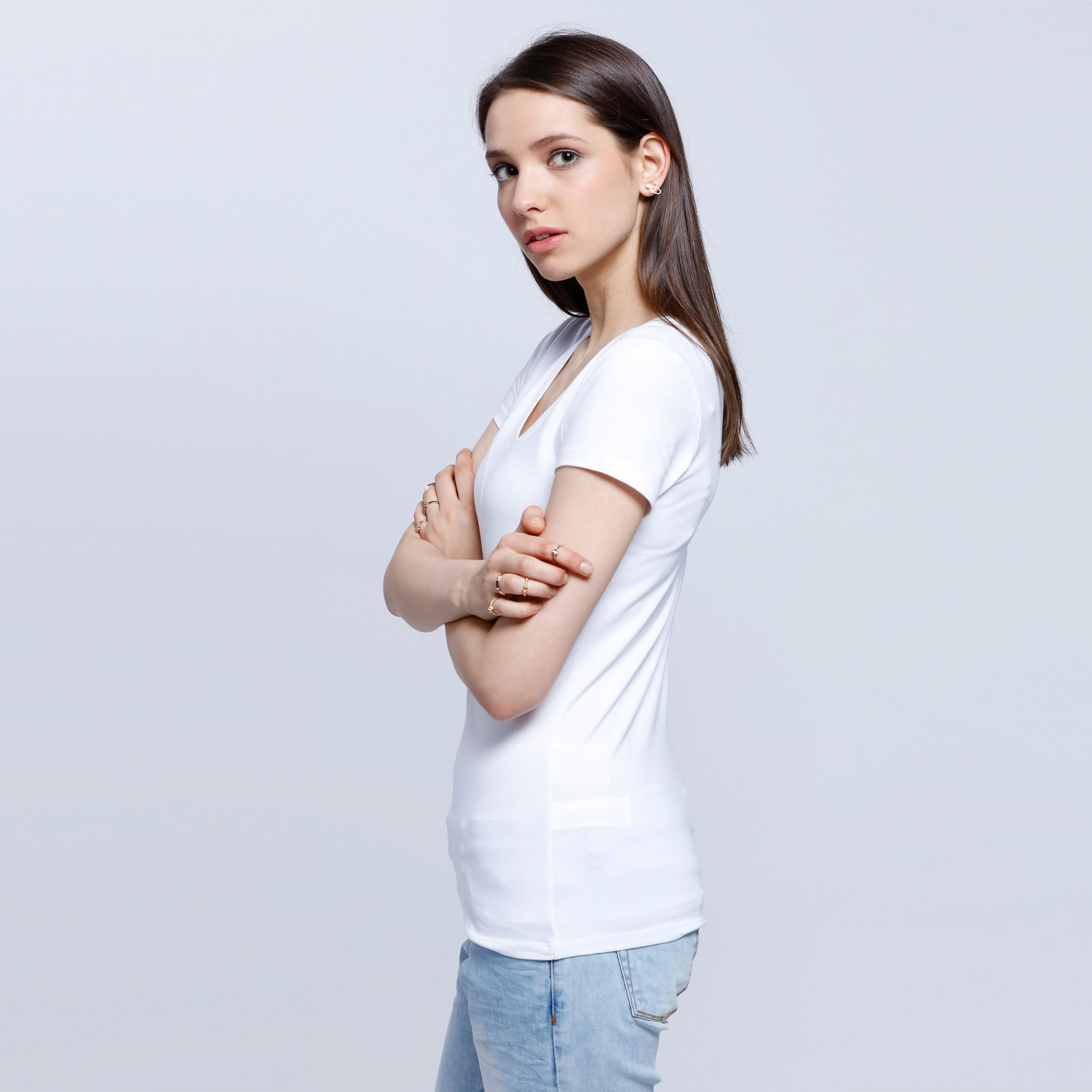 Solid V-neck T-shirt-women-clothing-tshirts-image-3