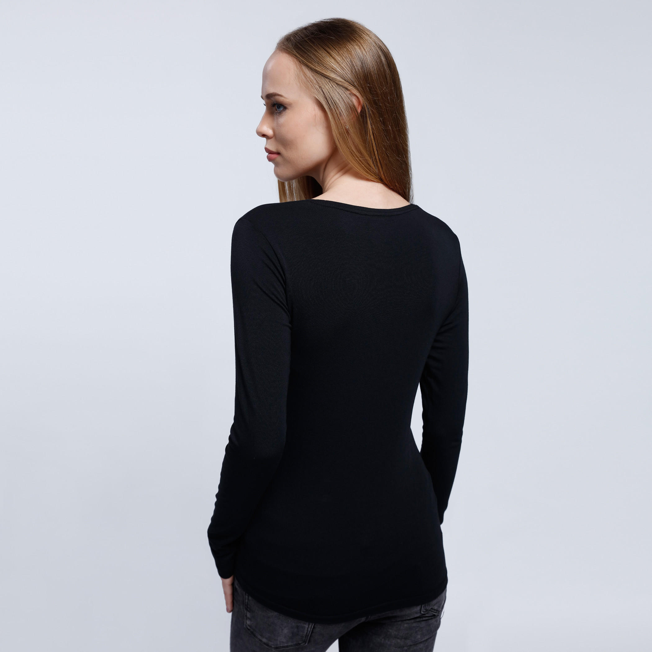 V-Neck Top with Long Sleeves-women-clothing-tshirts-image-2