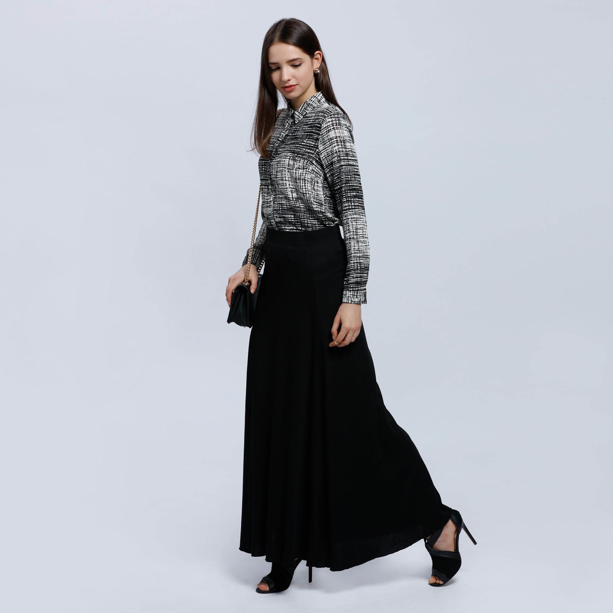 تنورة طويلة بخصر مطاطي-women-clothing-bottoms-skirts-image-1