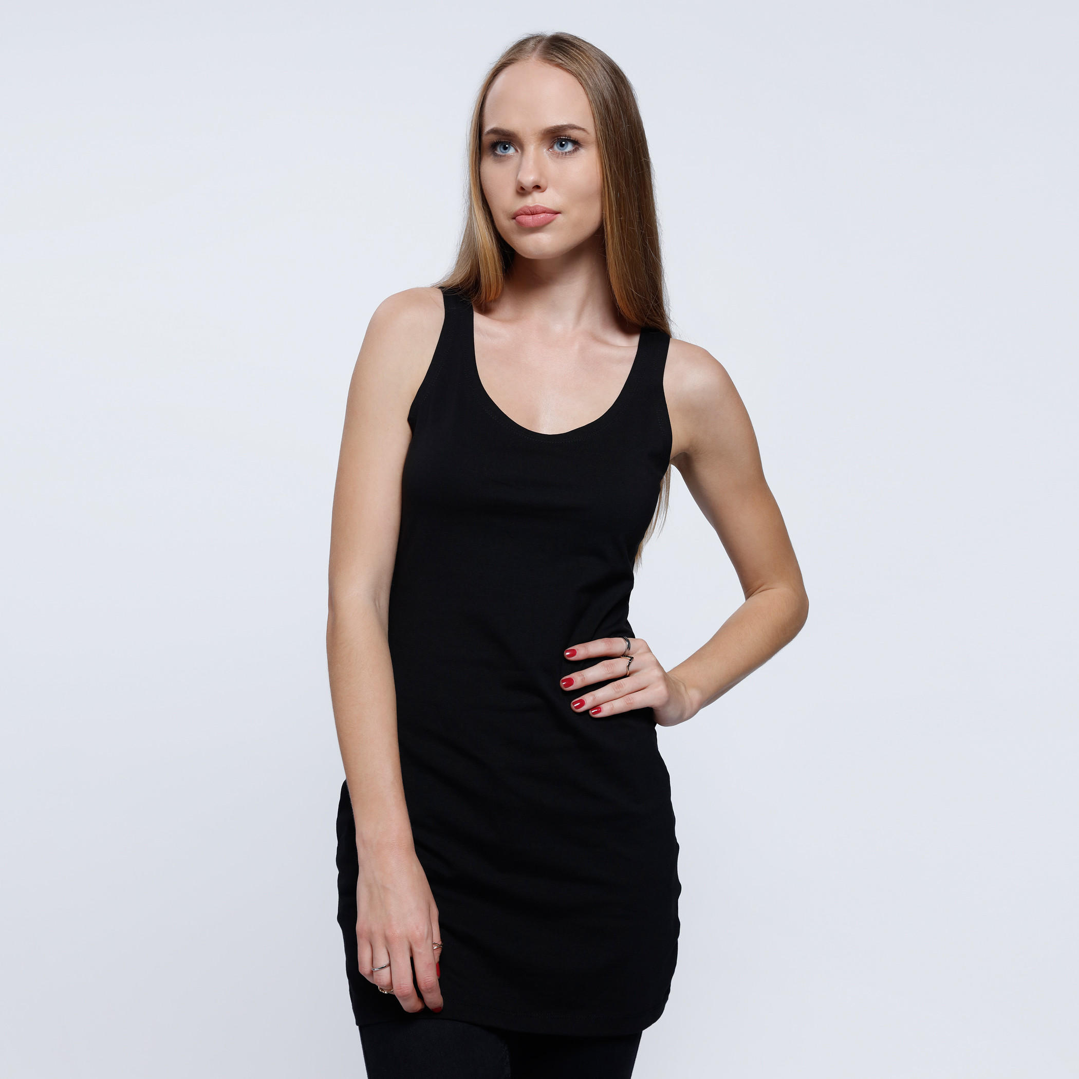 Sleeveless Long Vest Top with Round Neck-women-clothing-tshirts-image-1