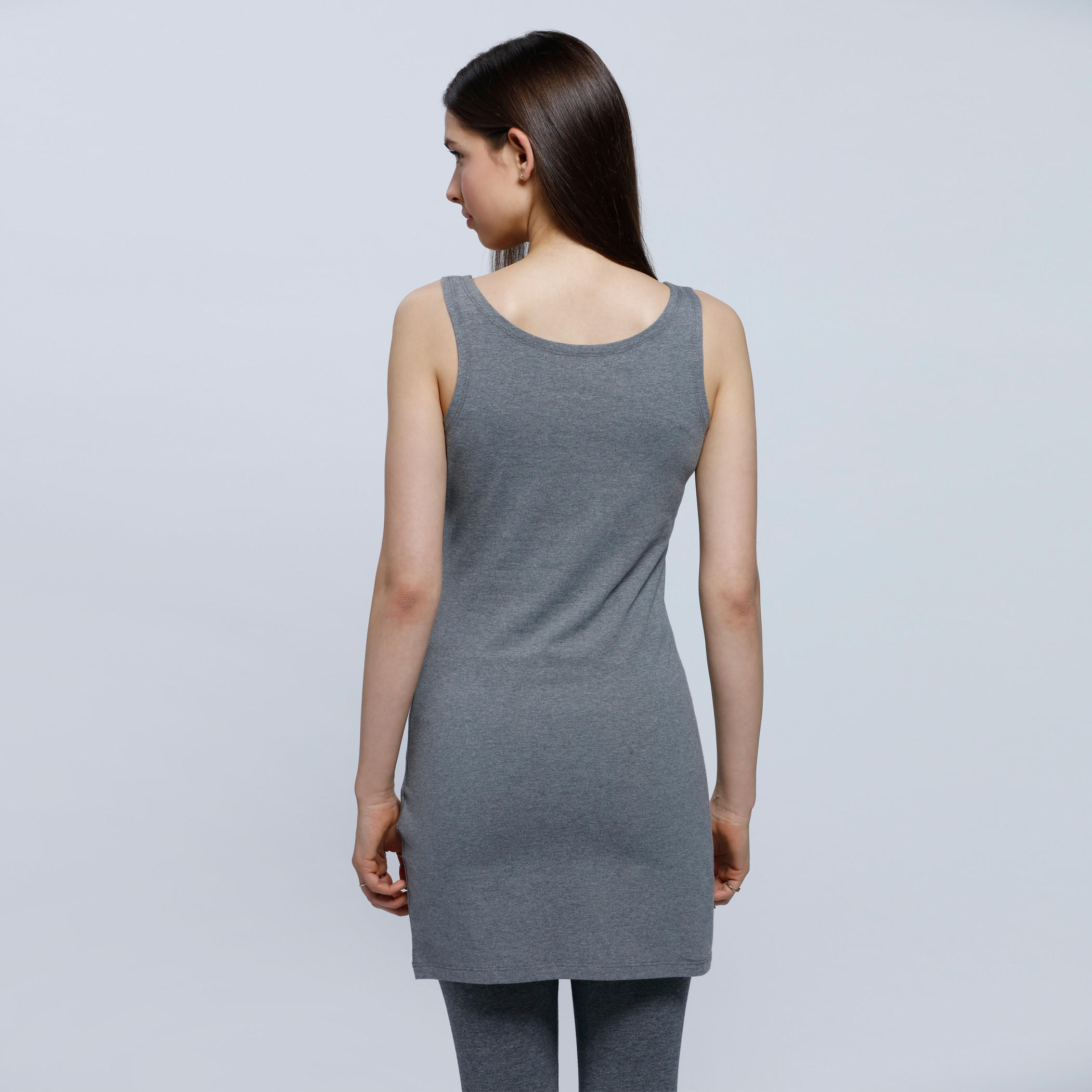 Melange Sleeveless Long Vest with Scoop Neck-women-clothing-tshirts-image-4