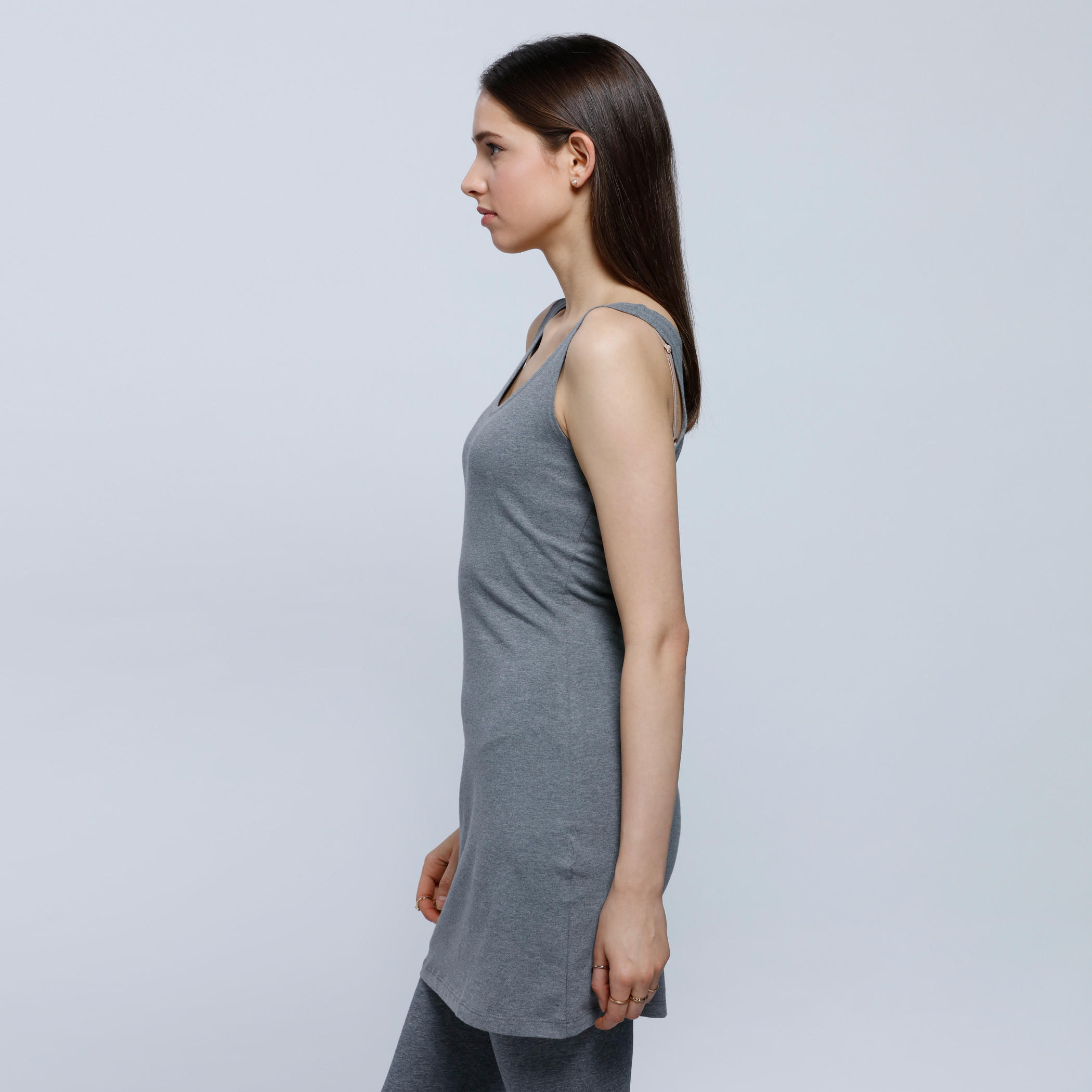 Melange Sleeveless Long Vest with Scoop Neck-women-clothing-tshirts-image-3
