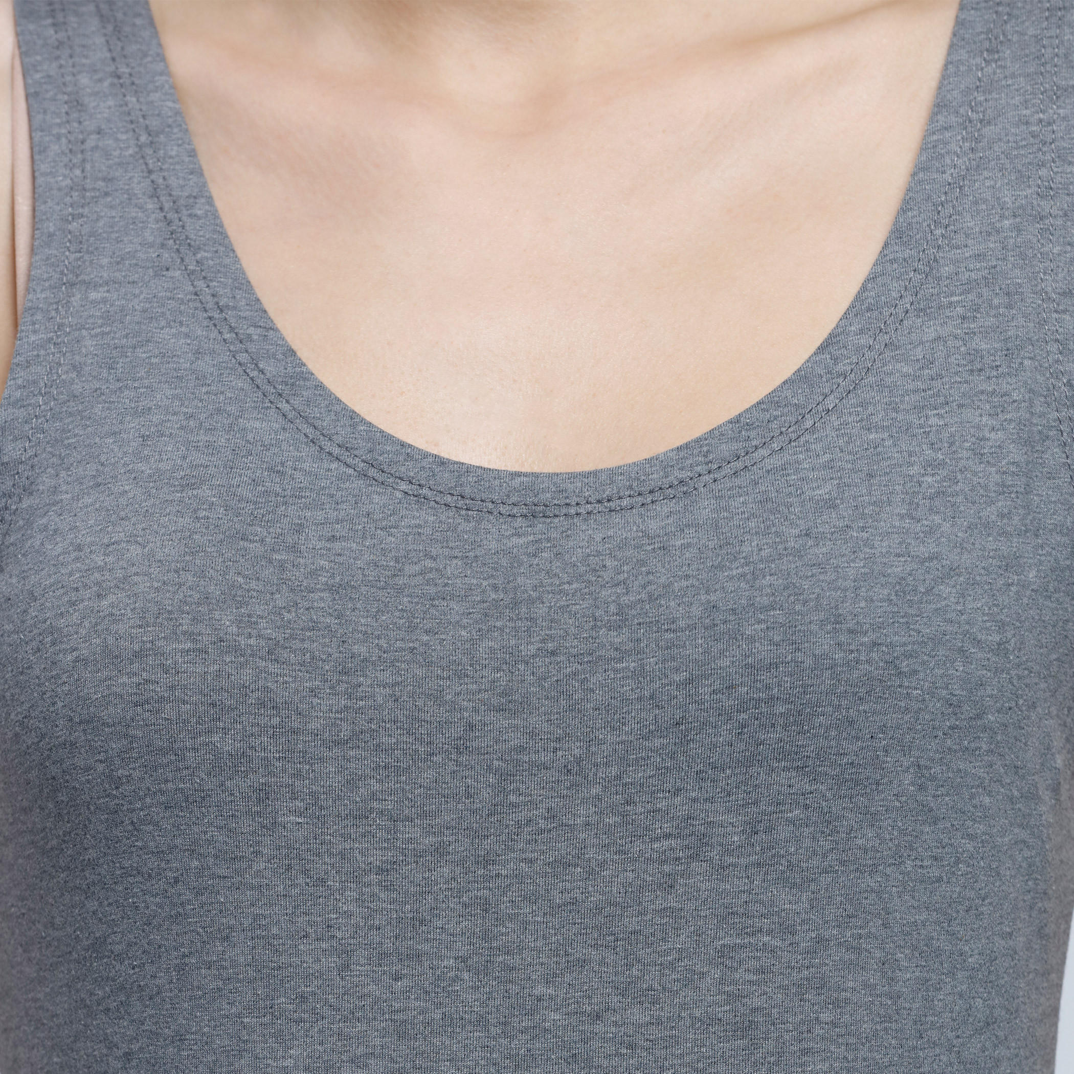 Melange Sleeveless Long Vest with Scoop Neck-women-clothing-tshirts-image-2