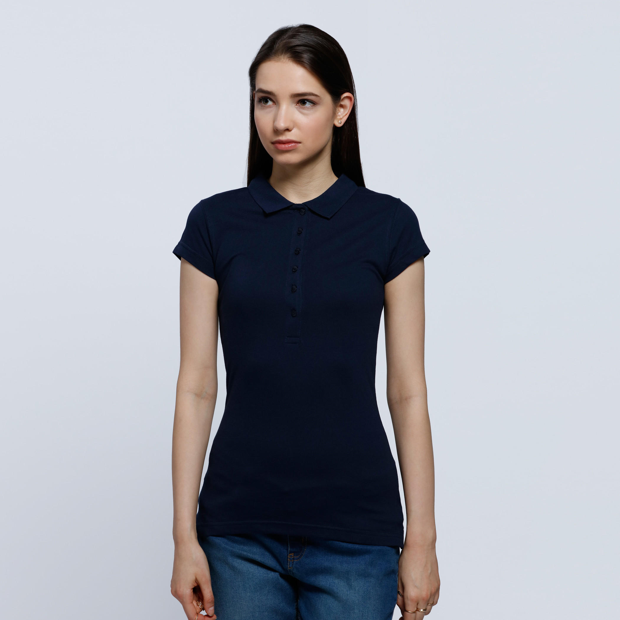 Polo Neck T-Shirt with Short Sleeves-women-clothing-tshirts-image-1