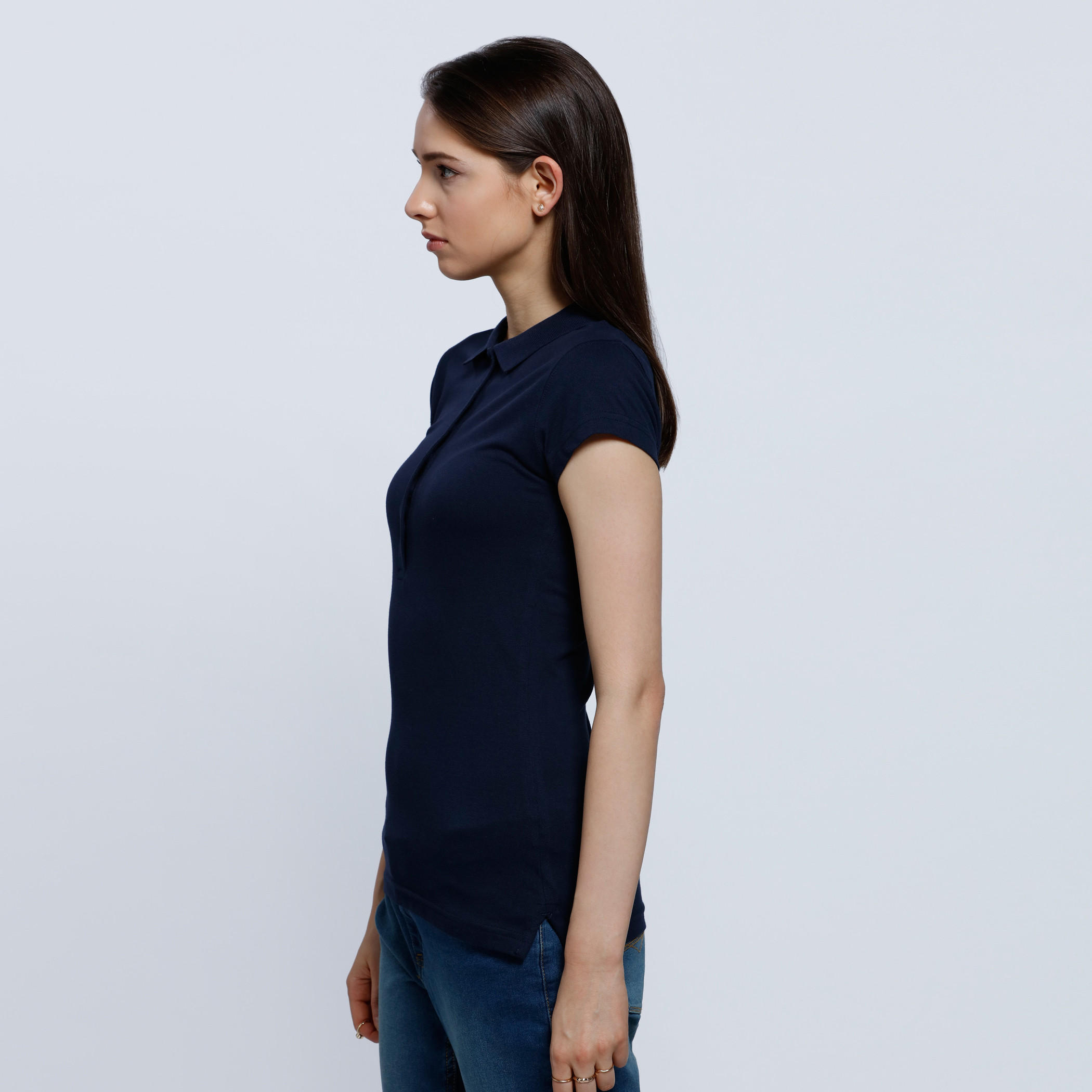 Polo Neck T-Shirt with Short Sleeves-women-clothing-tshirts-image-3