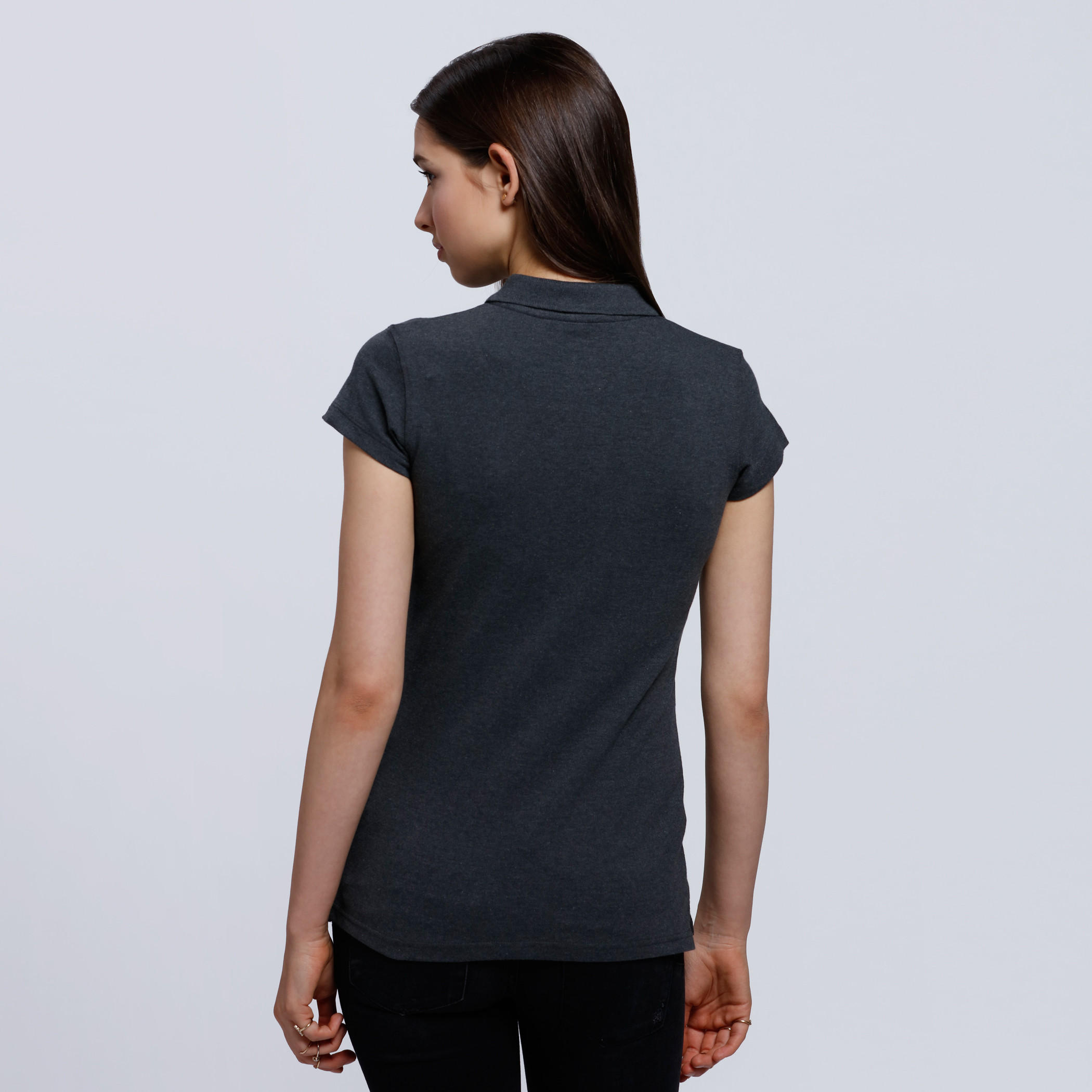 Polo Neck T-Shirt with Short Sleeves -women-clothing-tshirts-image-2