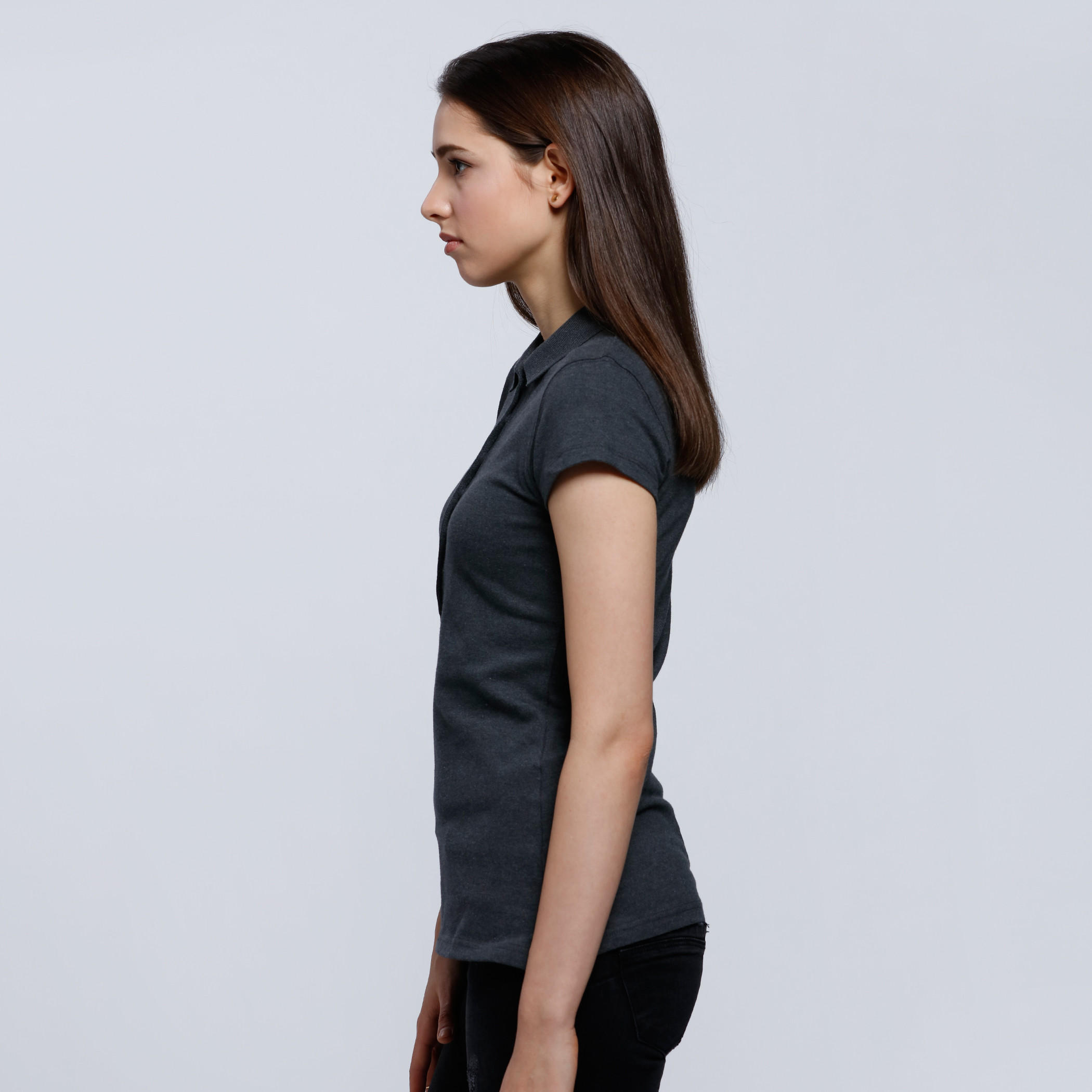 Polo Neck T-Shirt with Short Sleeves -women-clothing-tshirts-image-3