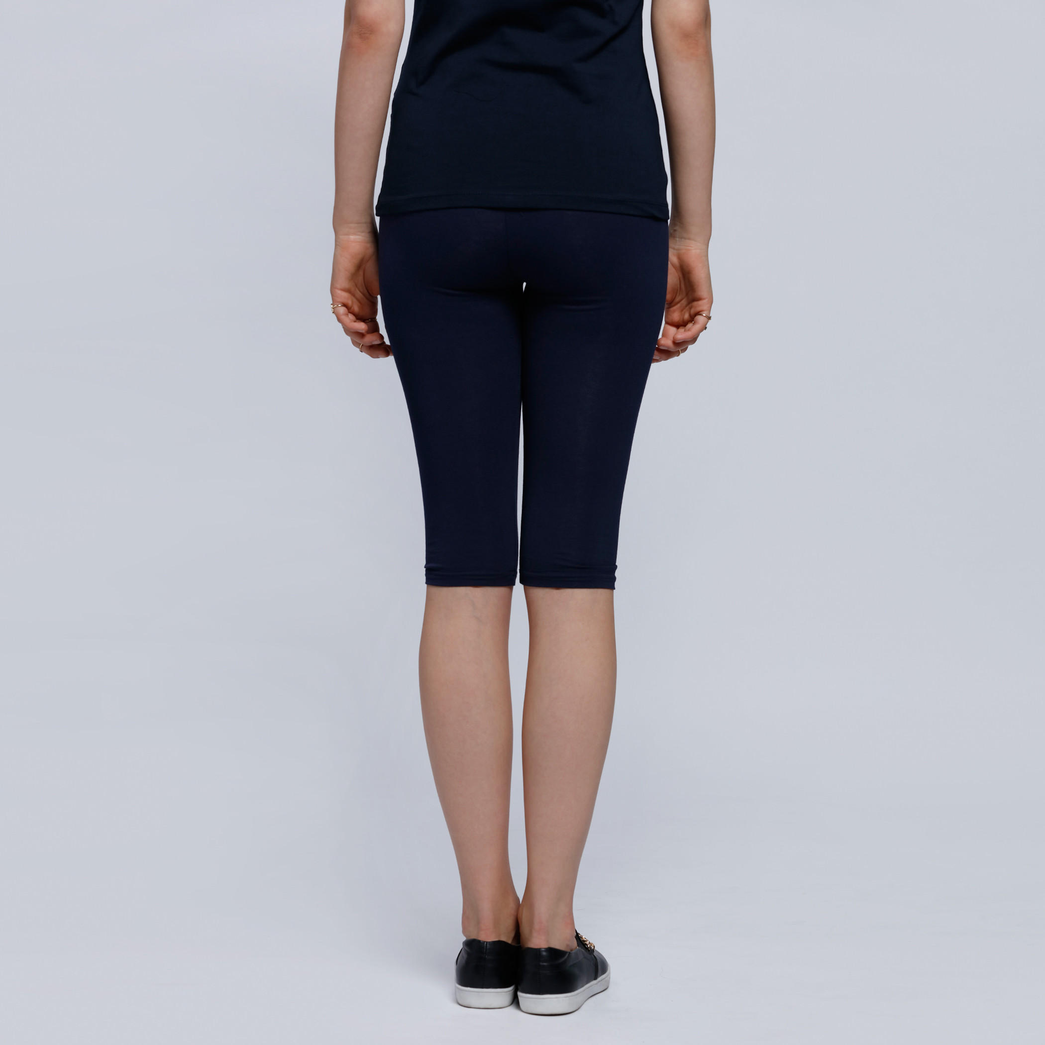 Knee Length Leggings with Elasticised Waistband -women-clothing-bottoms-leggings-image-2