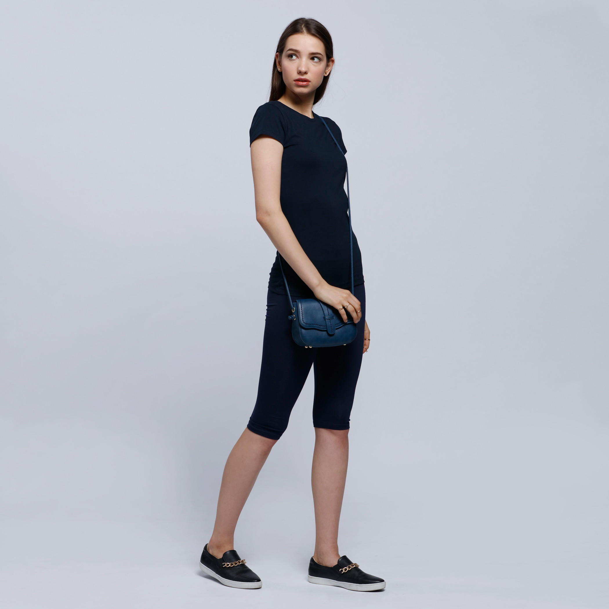 Knee Length Leggings with Elasticised Waistband -women-clothing-bottoms-leggings-image-5