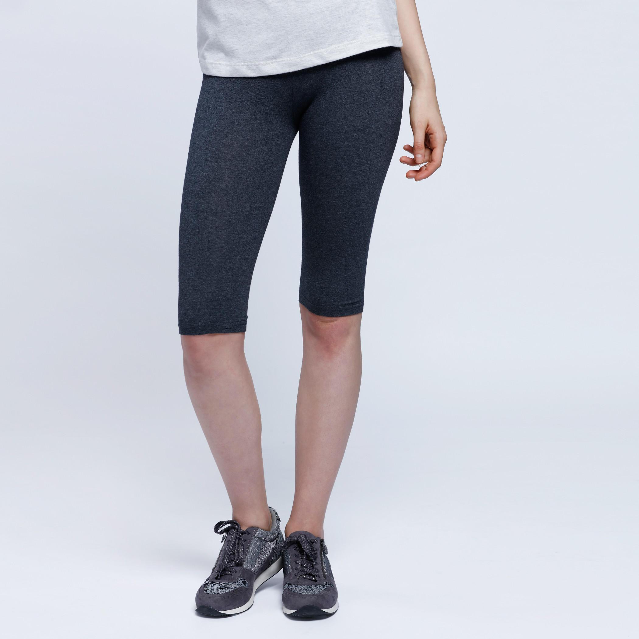 Knee Length Leggings with Elasticised Waistband-women-clothing-bottoms-leggings-image-1