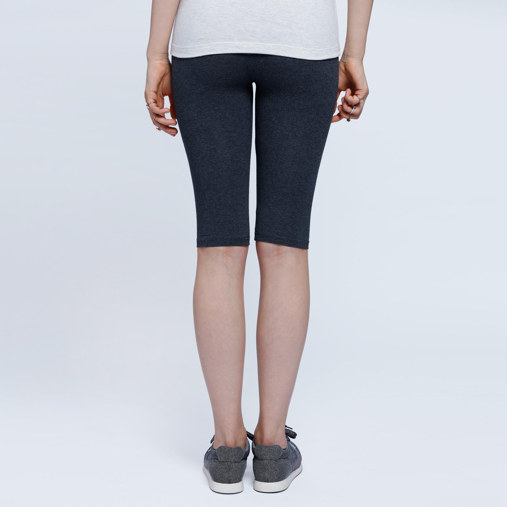 Knee Length Leggings with Elasticised Waistband-women-clothing-bottoms-leggings-image-2