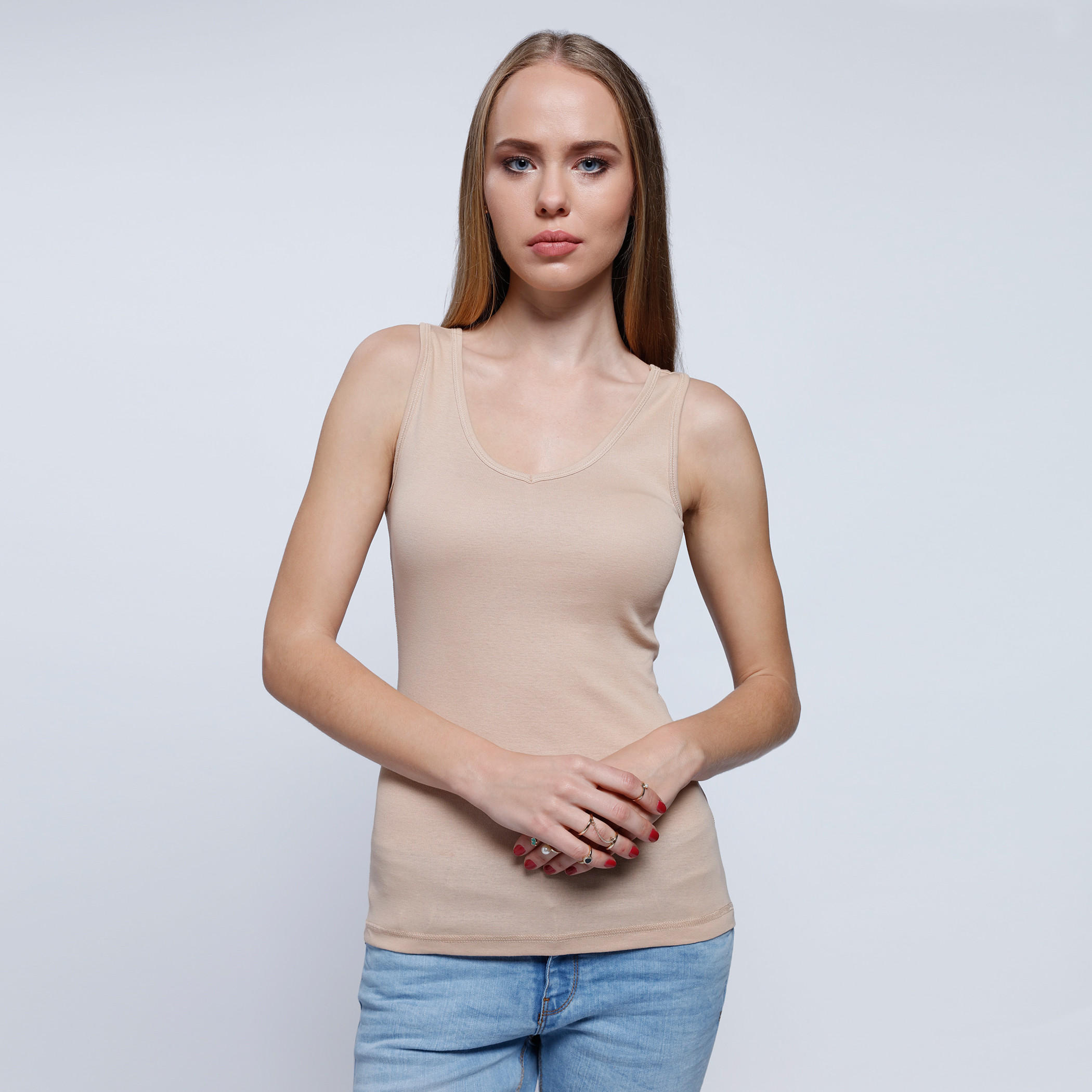 Sleeveless V-Neck Vest-women-clothing-tshirts-image-1