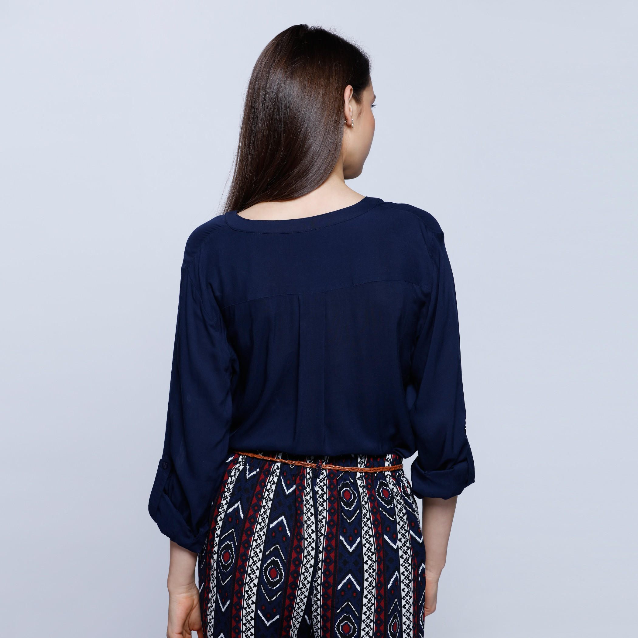 Solid Top with Roll-up Sleeves-women-clothing-shirtsandblouses-blouses-image-2
