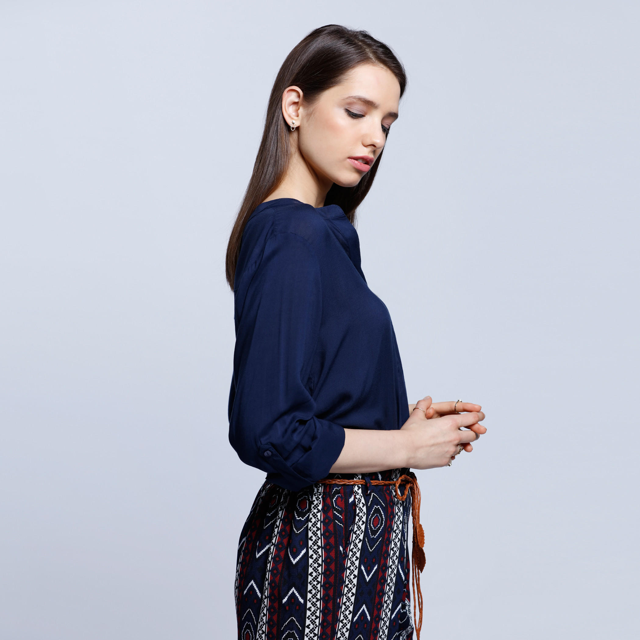 Solid Top with Roll-up Sleeves-women-clothing-shirtsandblouses-blouses-image-3