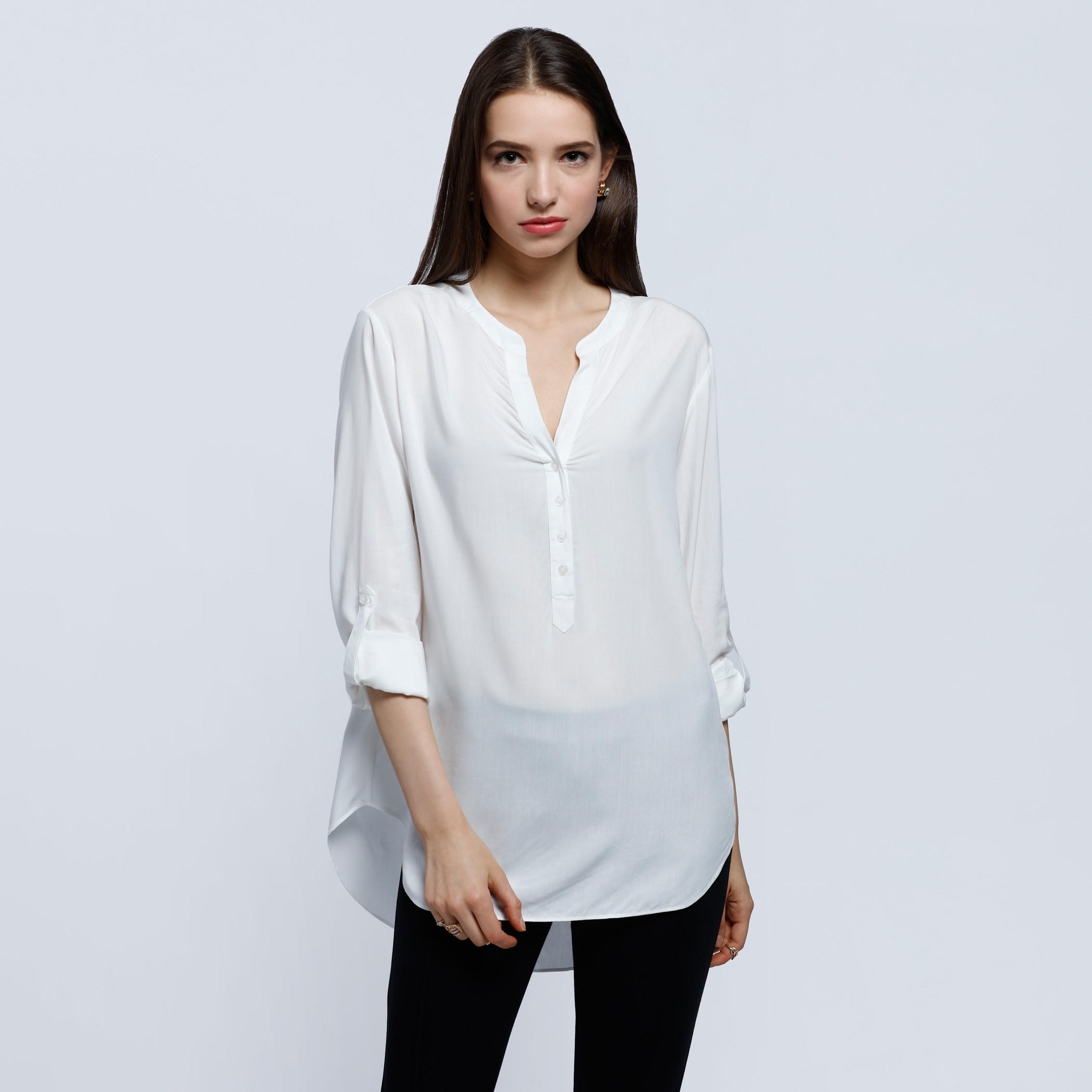 Roll Up Sleeves Top-women-clothing-shirtsandblouses-blouses-image-1