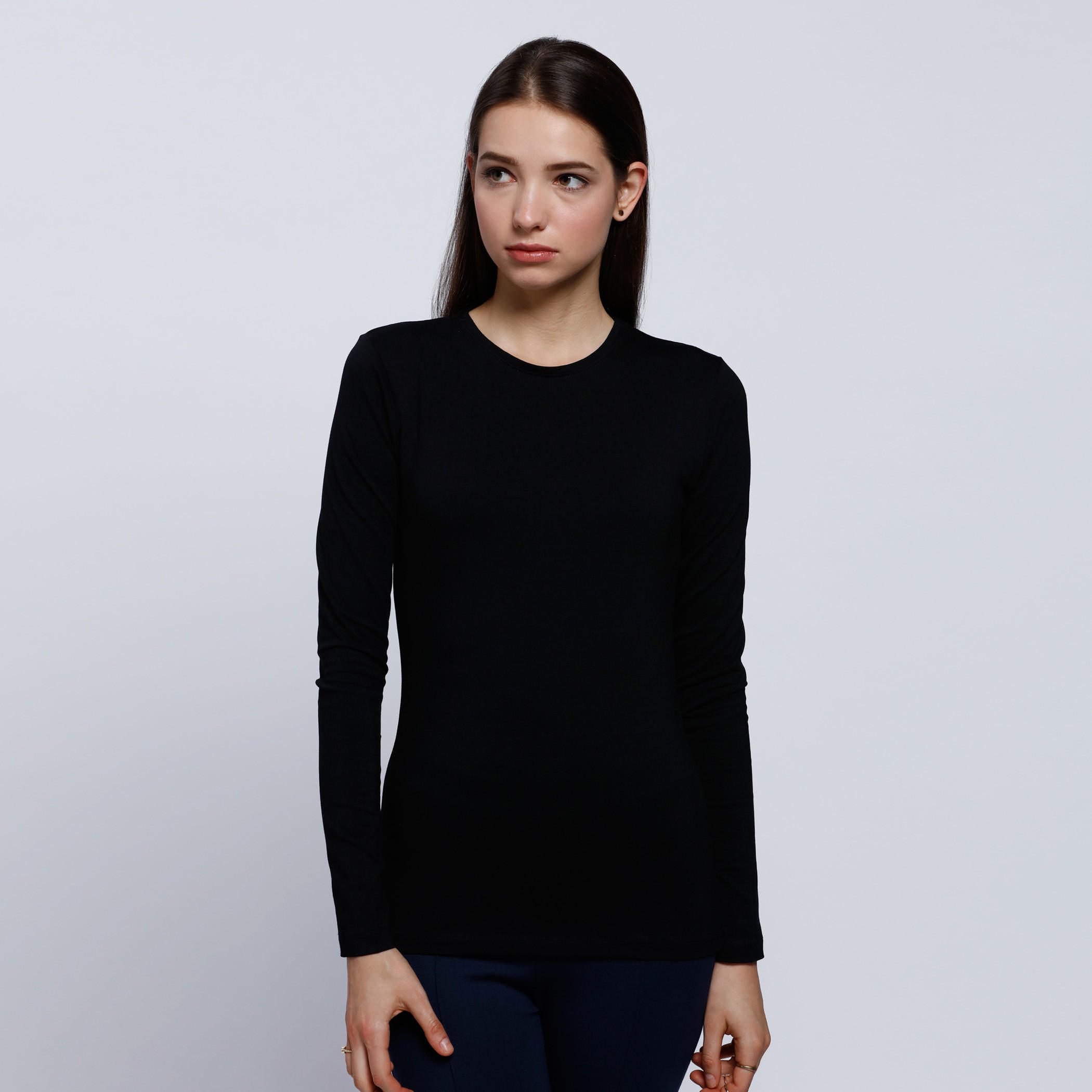 Crew Neck T-Shirt with Long Sleeves-women-clothing-tshirts-image-6