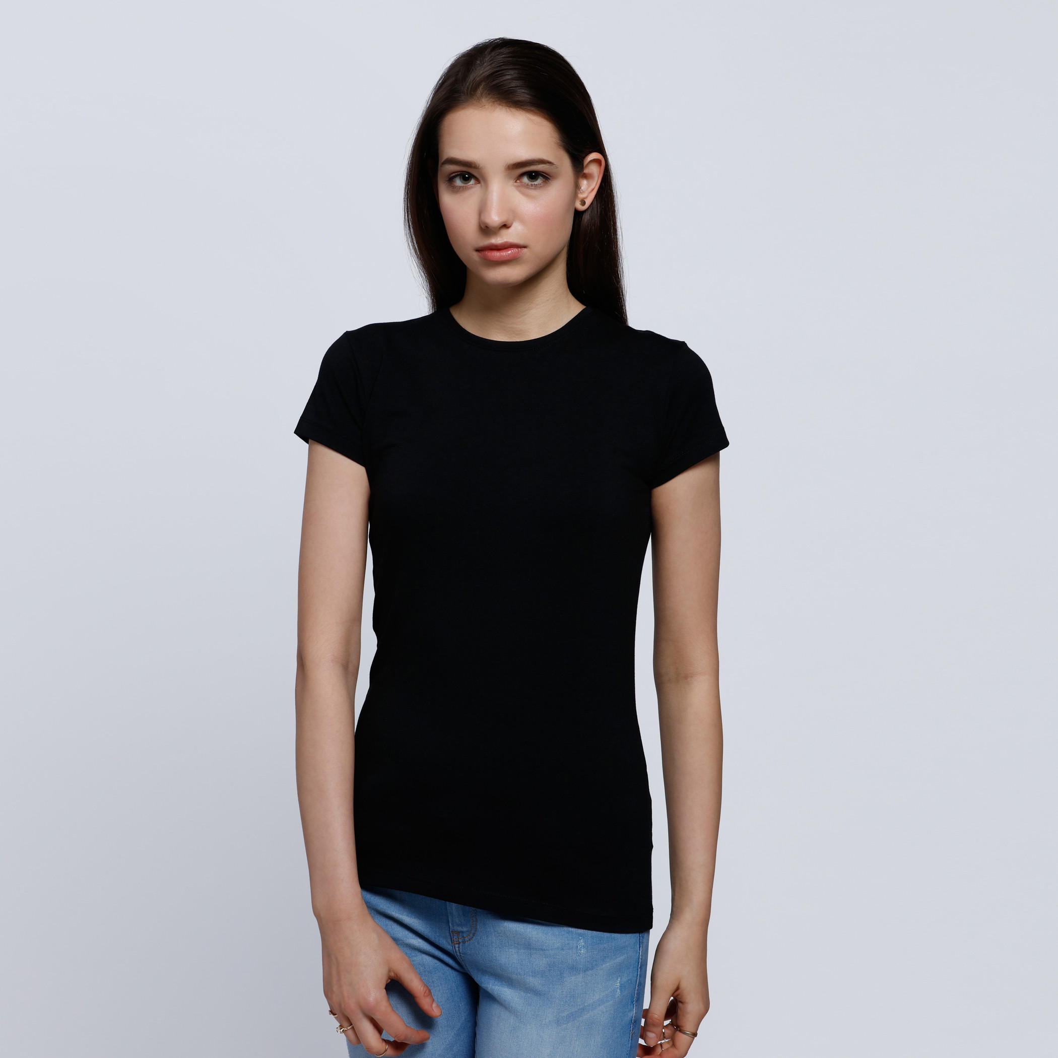 Crew Neck T-Shirt with Short Sleeves-women-clothing-tshirts-image-1