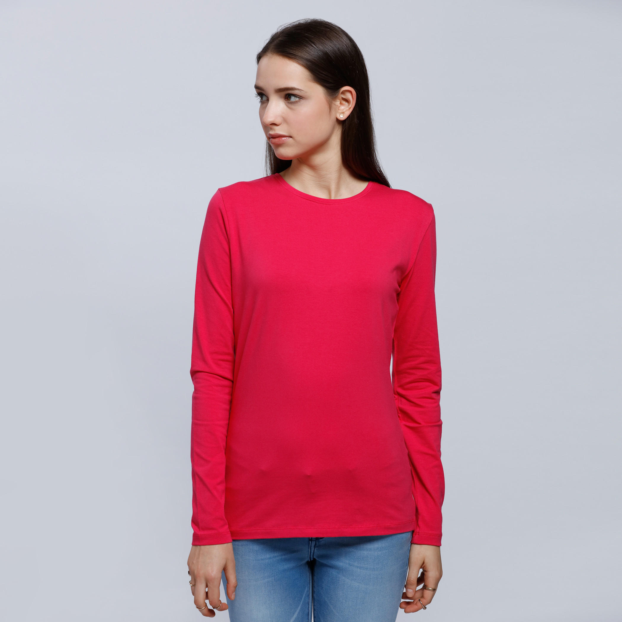 Crew Neck T-Shirt with Long Sleeves-women-clothing-tshirts-image-1