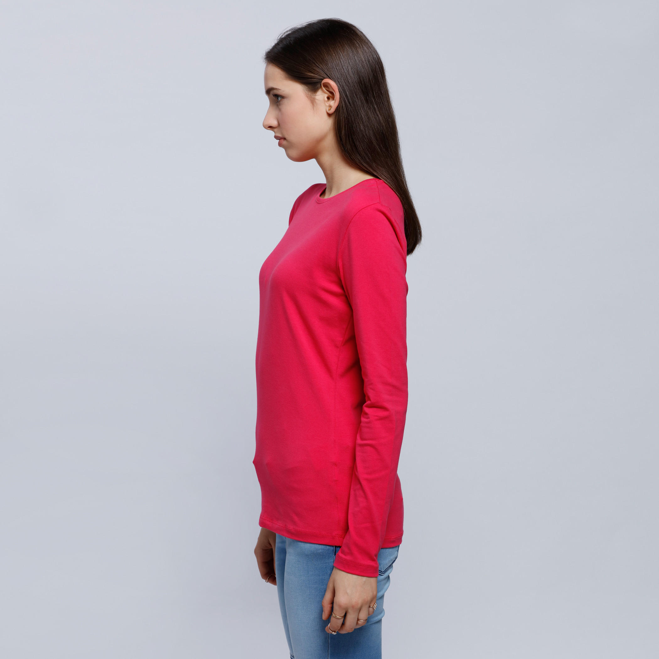 Crew Neck T-Shirt with Long Sleeves-women-clothing-tshirts-image-3