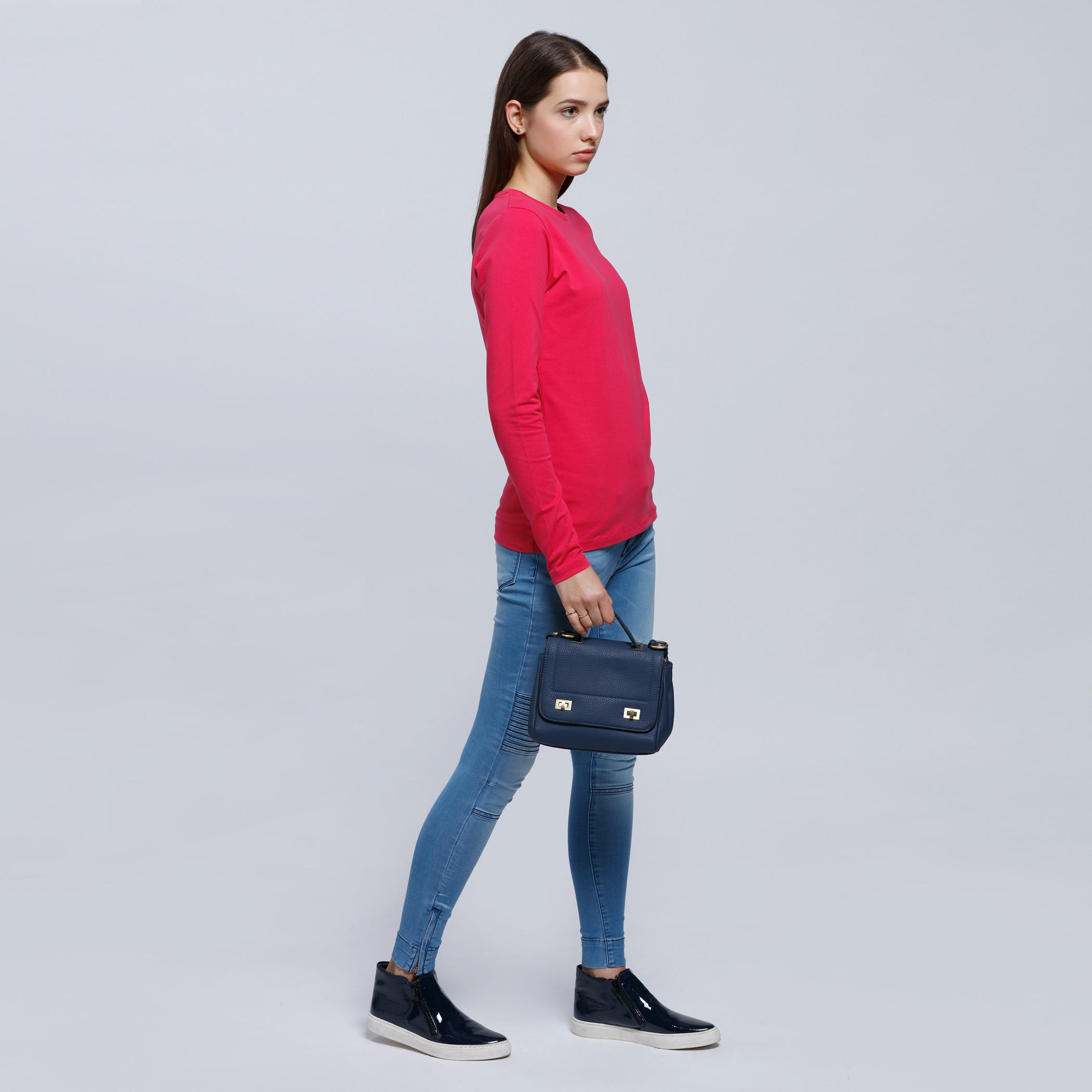 Crew Neck T-Shirt with Long Sleeves-women-clothing-tshirts-image-5