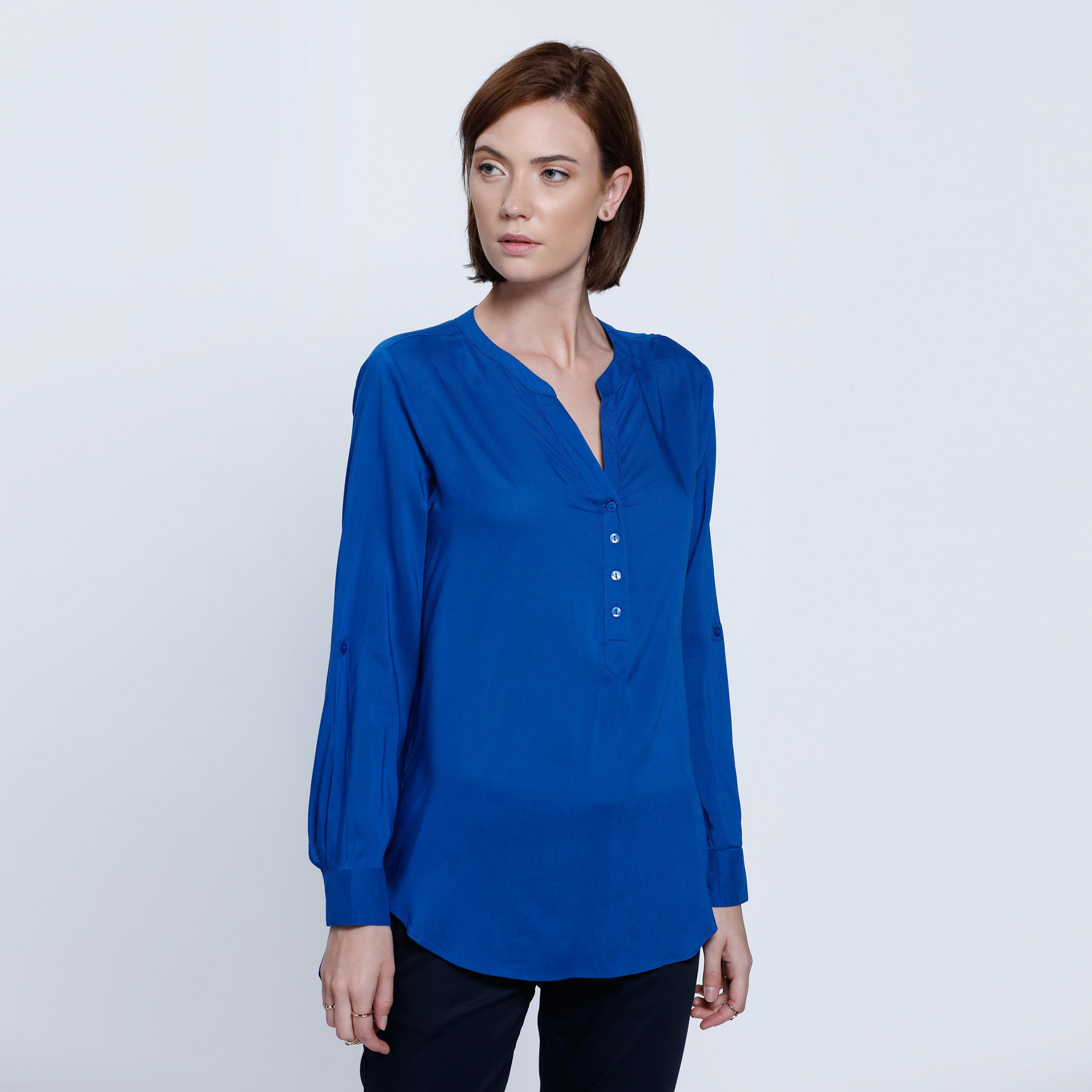 Long Sleeves Top with Half Placket-women-clothing-shirtsandblouses-blouses-image-1