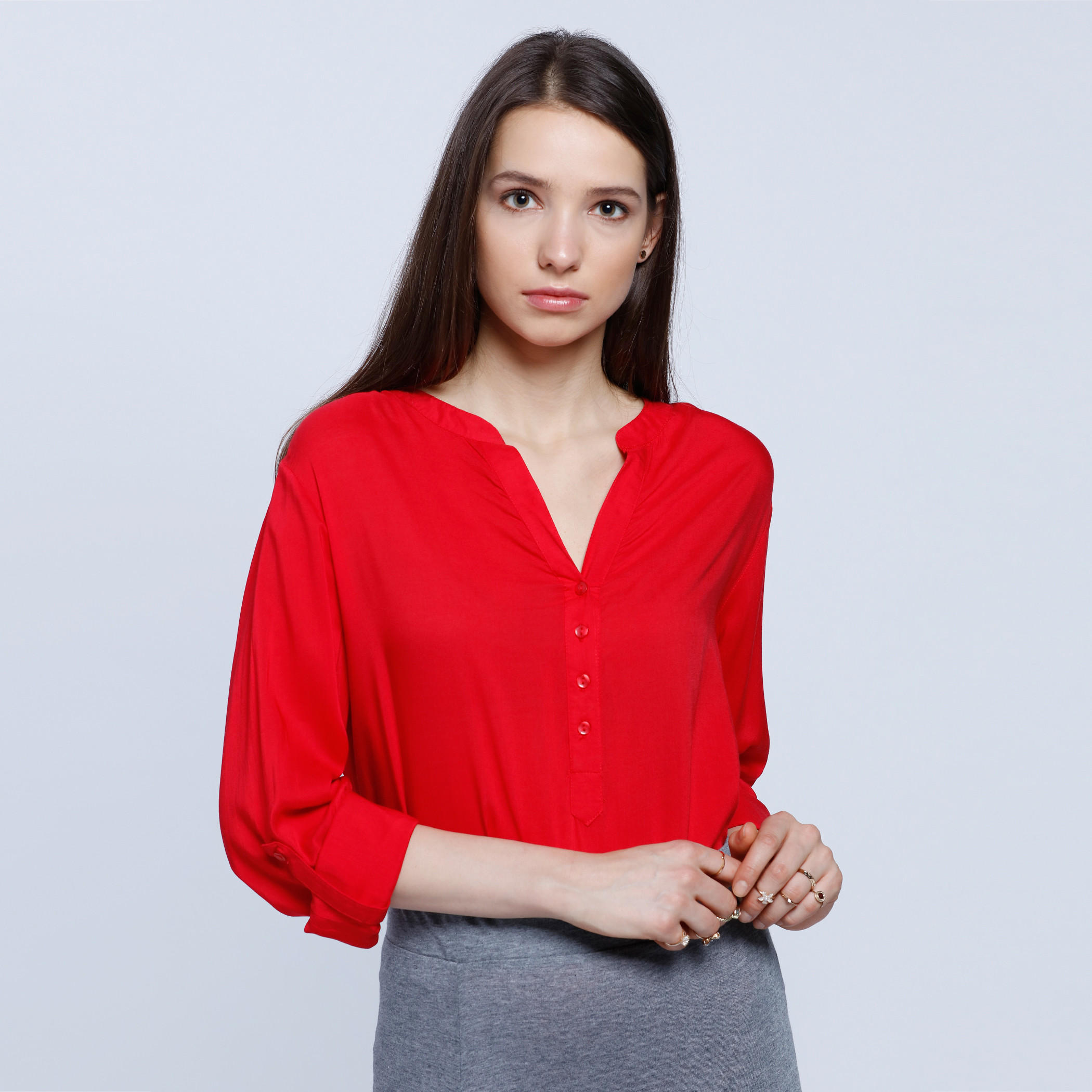 Roll Up Sleeves Top-women-clothing-shirtsandblouses-blouses-image-1