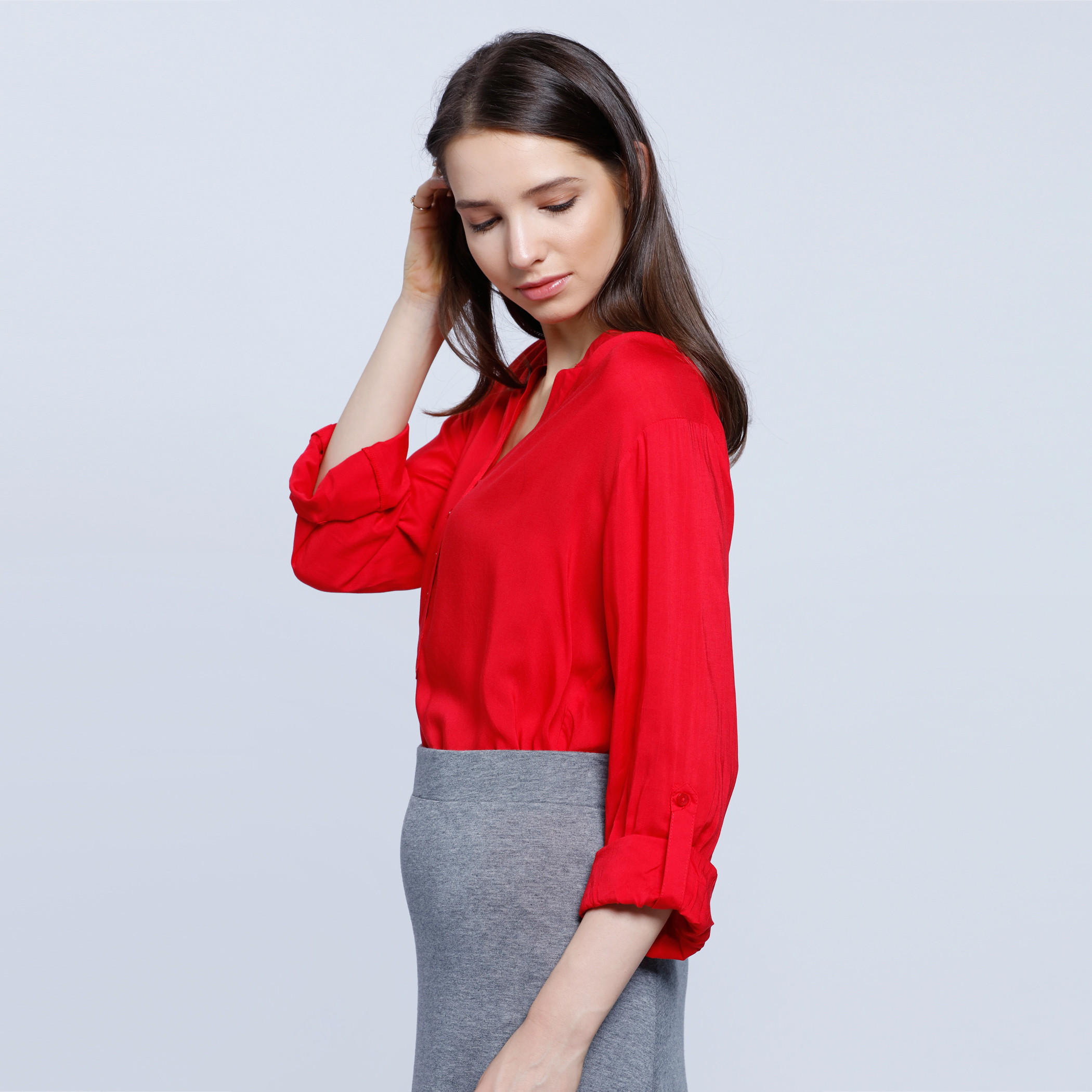 Roll Up Sleeves Top-women-clothing-shirtsandblouses-blouses-image-3