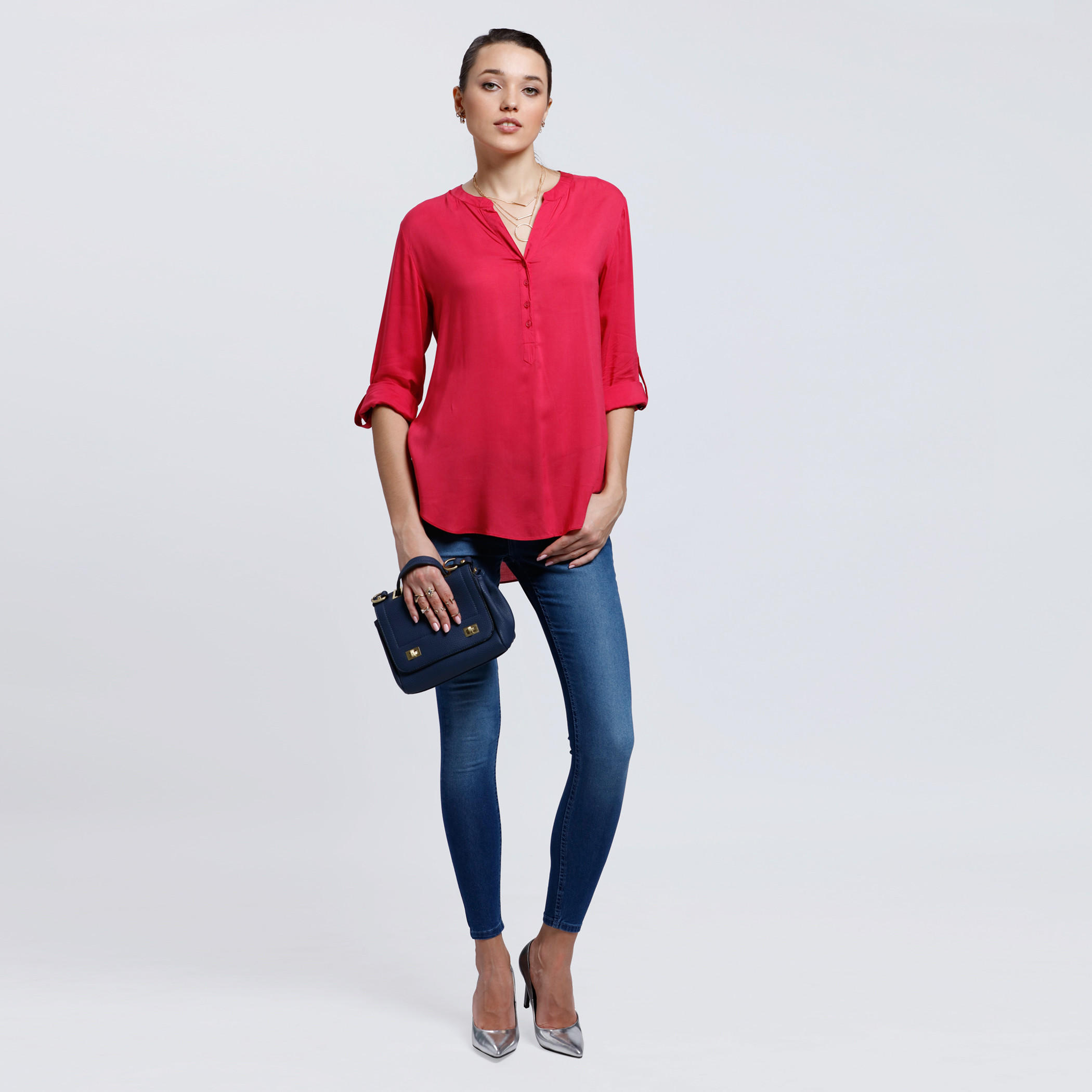 Roll Up Sleeves Top with High Low Hem-women-clothing-shirtsandblouses-blouses-image-5