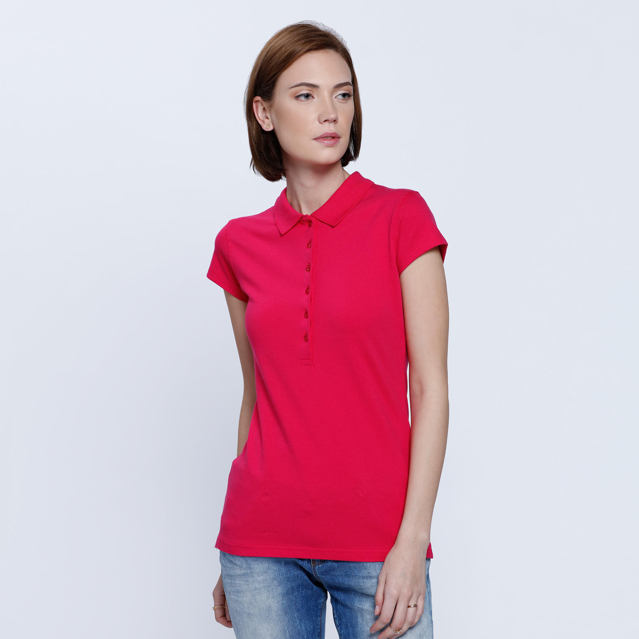 Polo Neck T-Shirt with Short Sleeves-women-clothing-tshirts-image-1