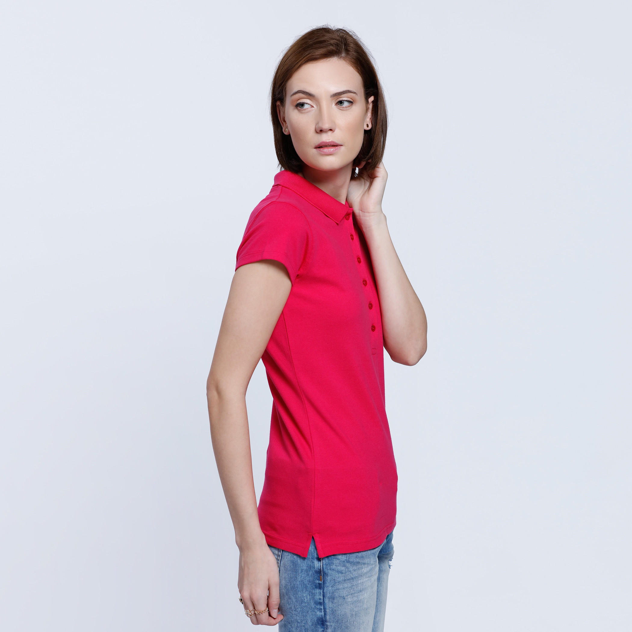 Polo Neck T-Shirt with Short Sleeves-women-clothing-tshirts-image-3