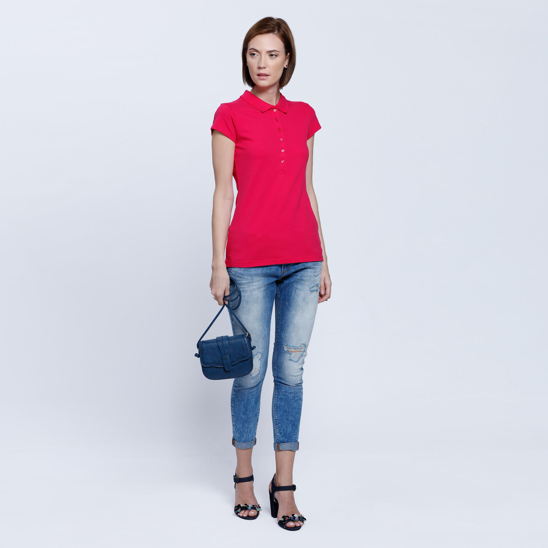 Polo Neck T-Shirt with Short Sleeves-women-clothing-tshirts-image-5