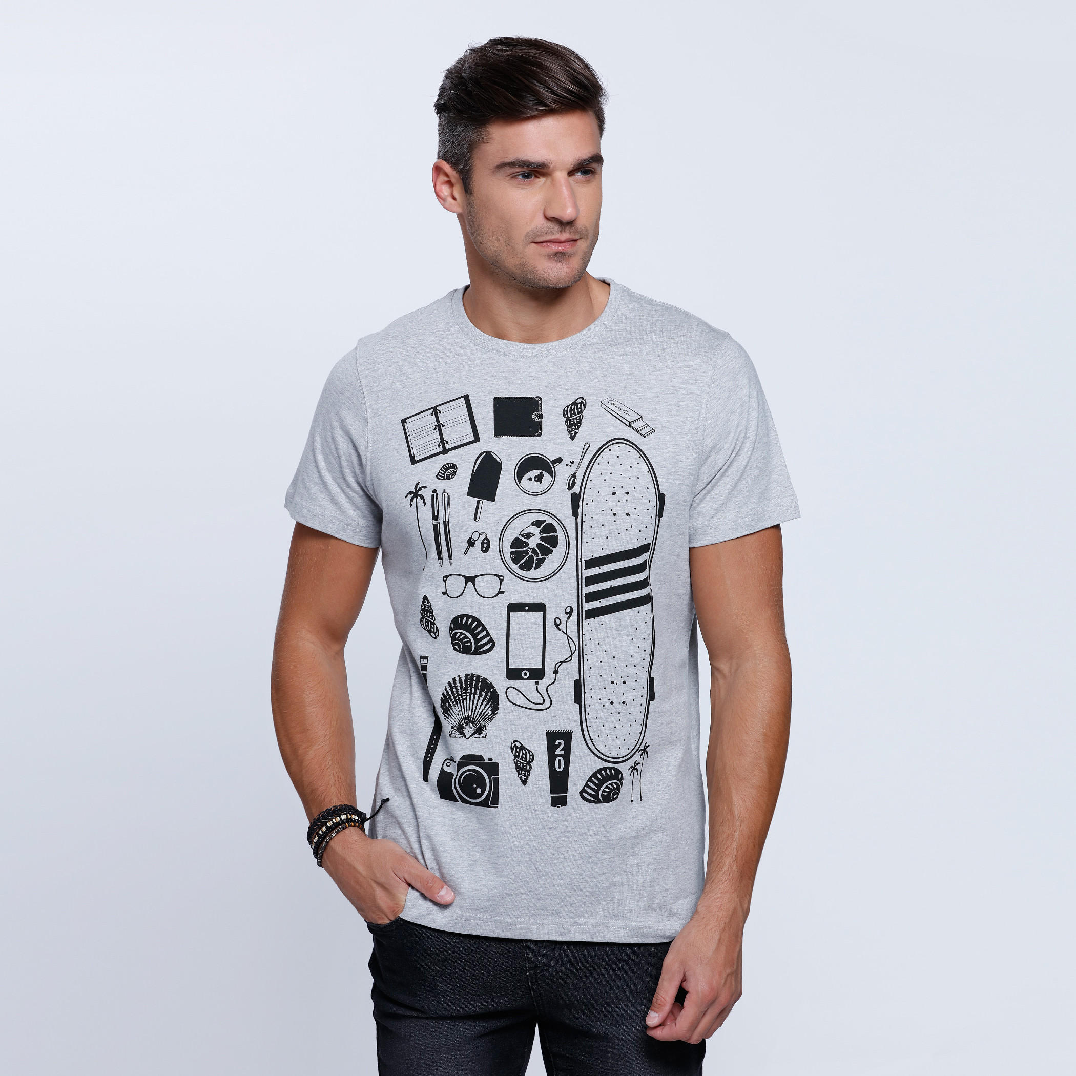Printed Short Sleeves T-Shirt with Round Neckline-men-clothing-tshirtsandpolos-tshirts-image-1