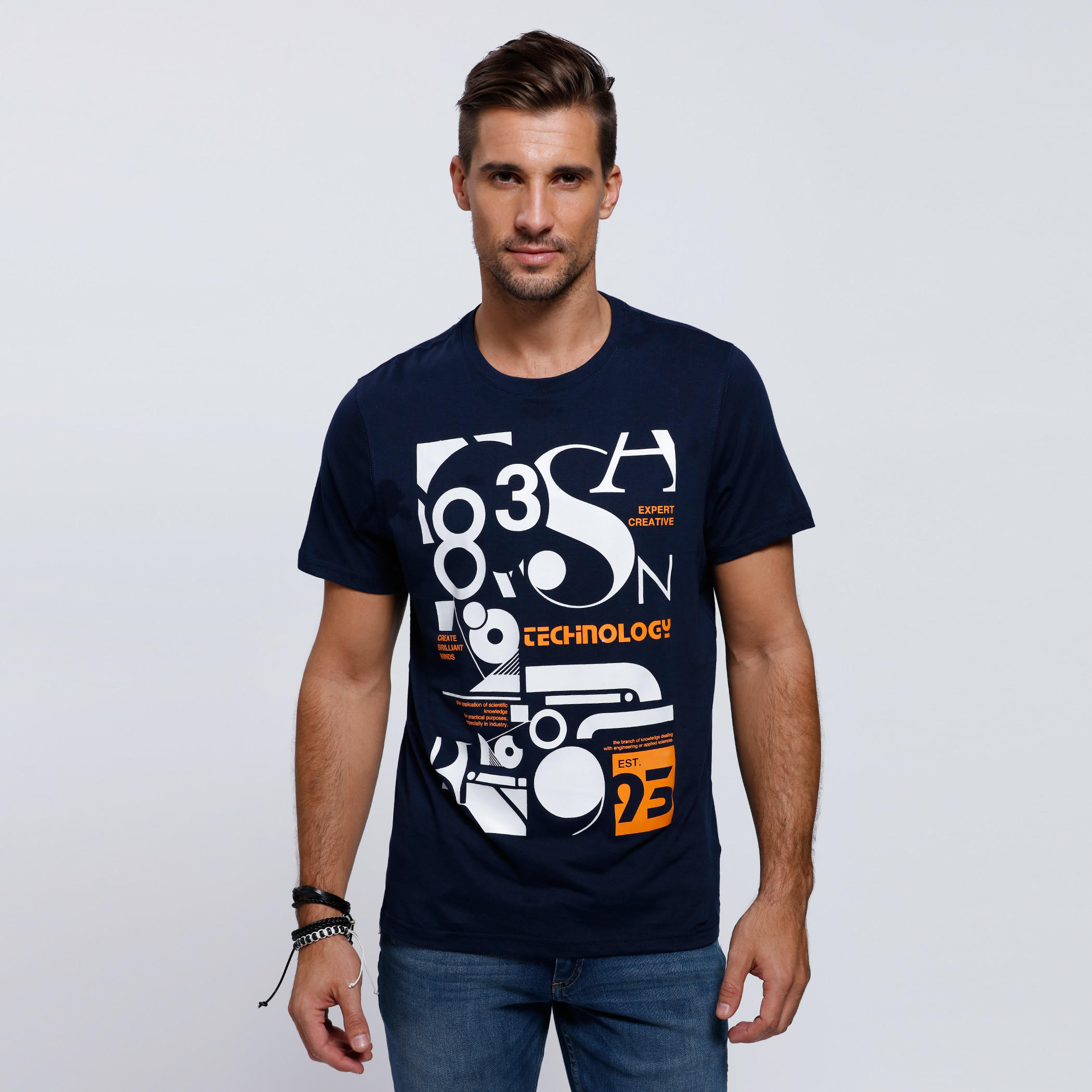 Printed Round Neck T-Shirt with Short Sleeves-men-clothing-tshirtsandpolos-tshirts-image-5