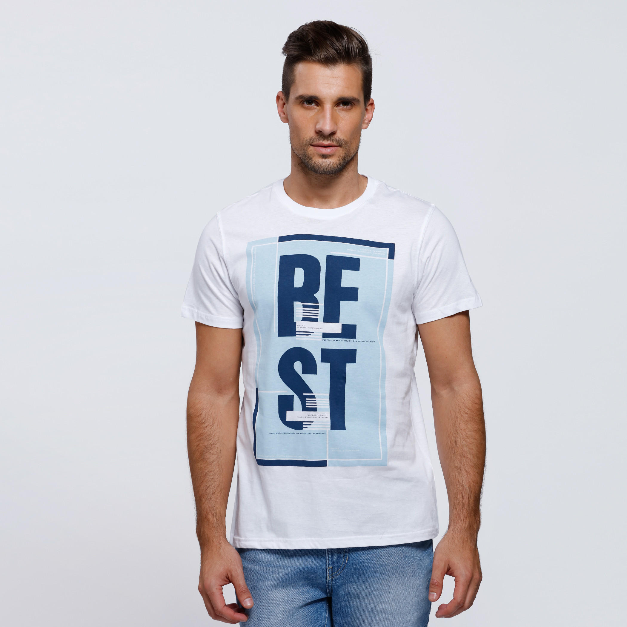 Printed Crew Neck T-Shirt with Short Sleeves-men-clothing-tshirtsandpolos-tshirts-image-1