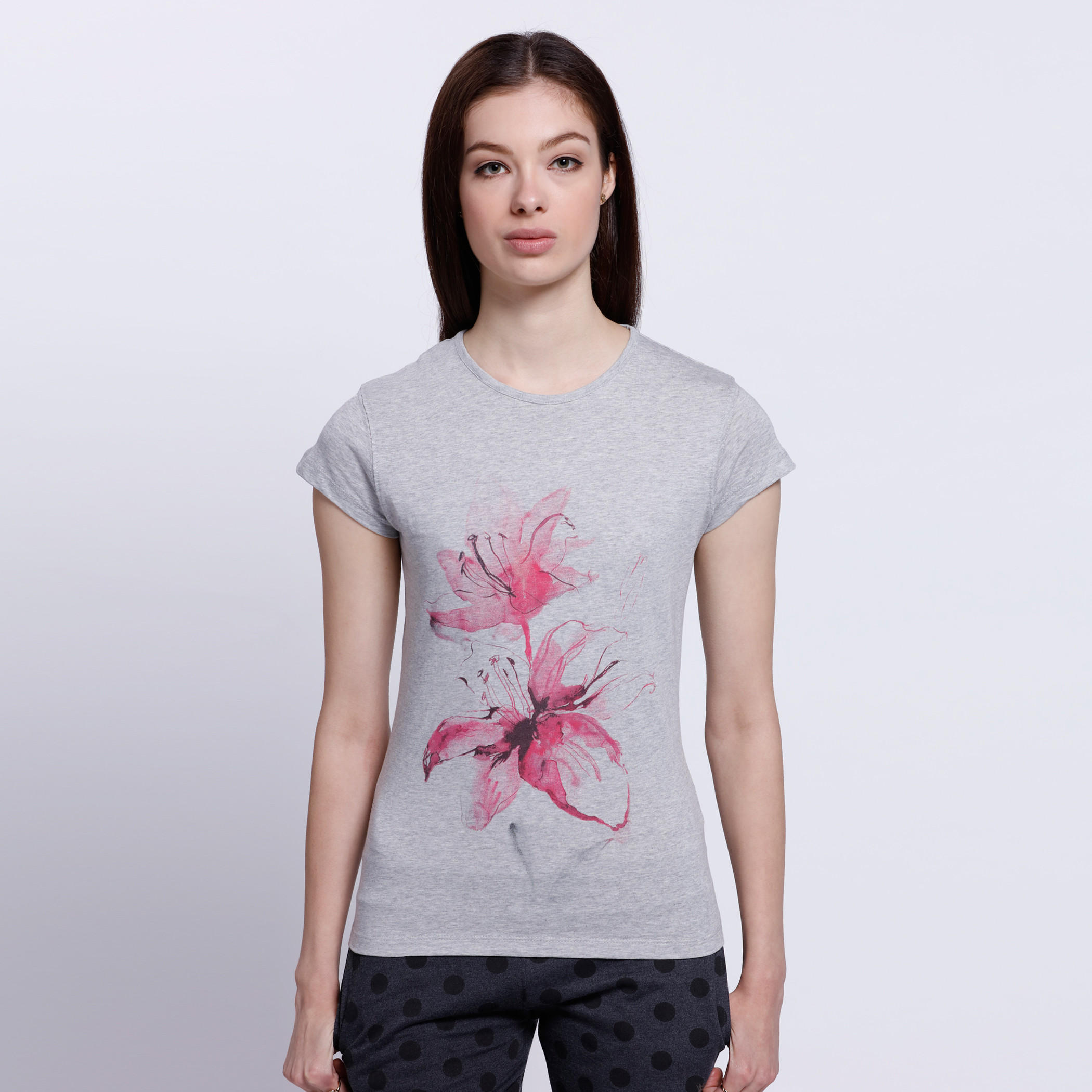 Floral Print T-Shirt with Short Sleeves-women-clothing-tshirts-image-1