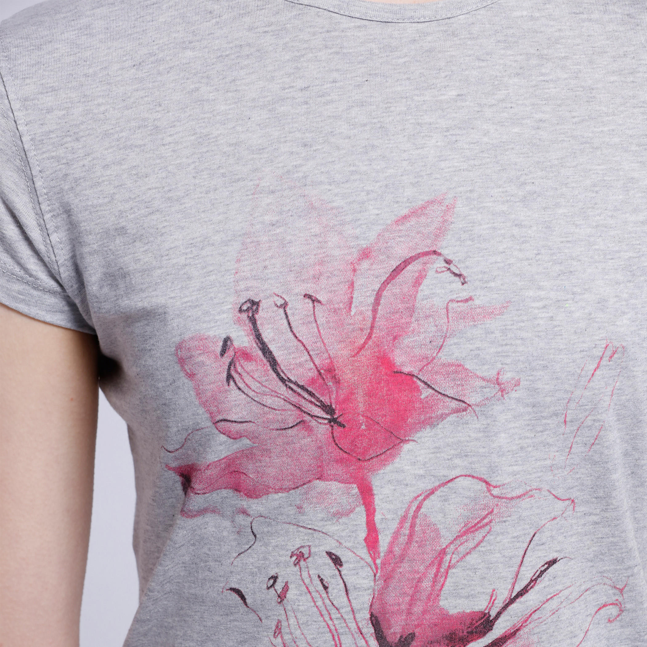 Floral Print T-Shirt with Short Sleeves-women-clothing-tshirts-image-4