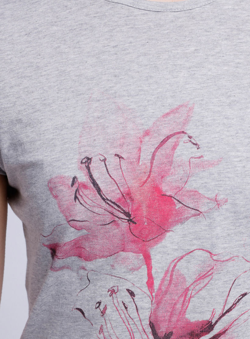 Floral Print T-Shirt with Short Sleeves-women-clothing-tshirts-image-4