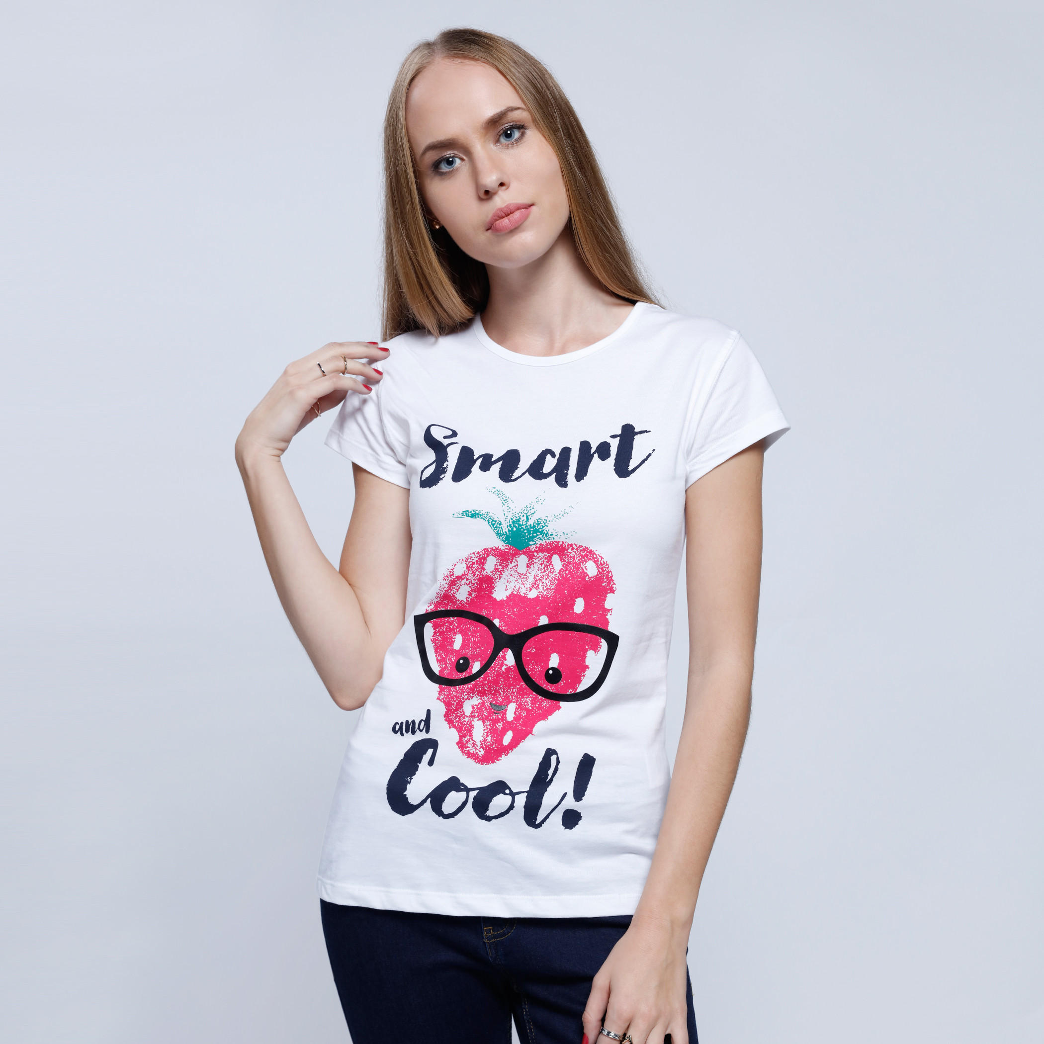 Printed Round Neck T-Shirt with Short Sleeves-women-clothing-tshirts-image-1