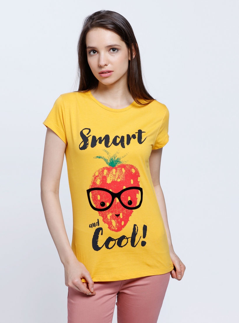 Printed Round Neck T-shirt-women-clothing-tshirts-image-5