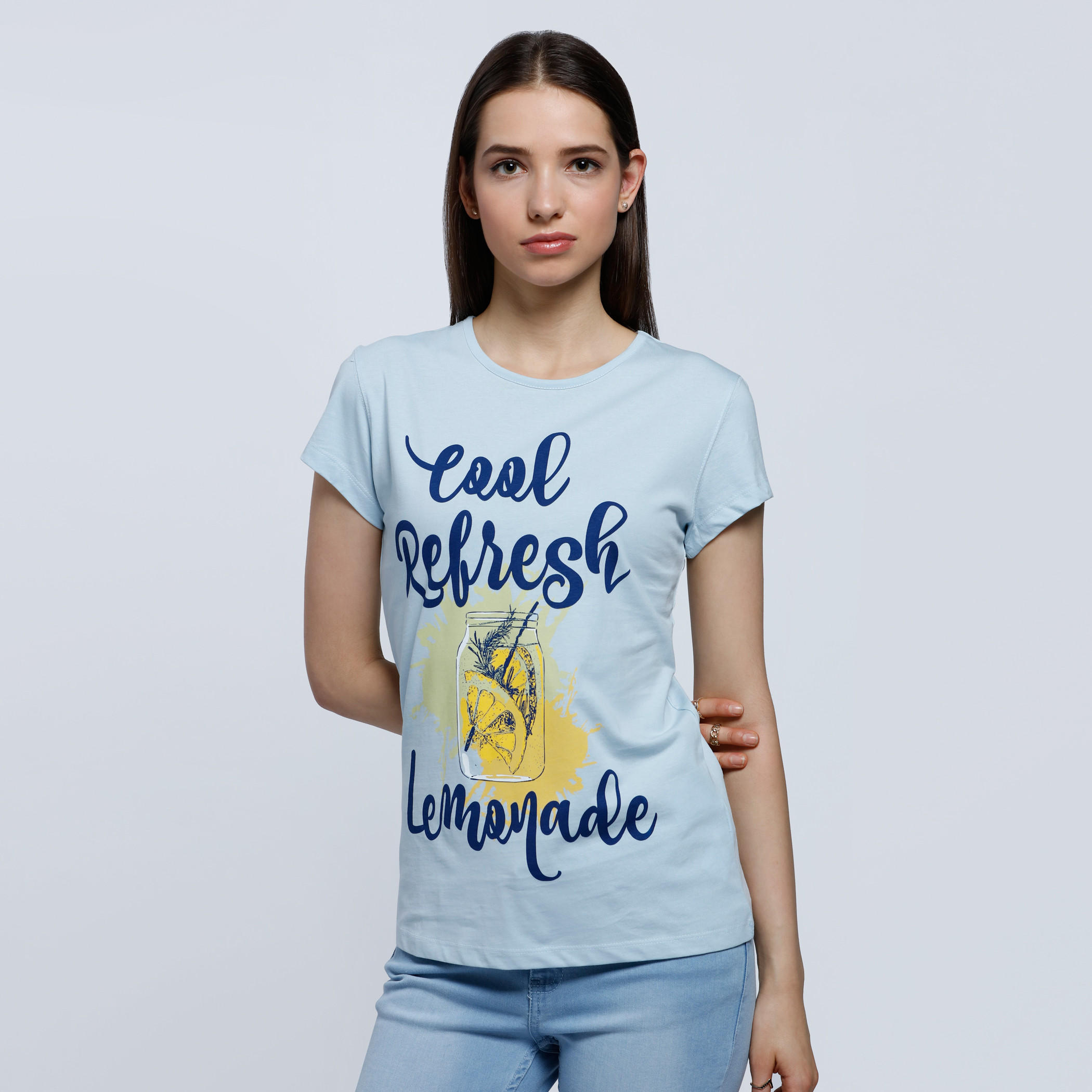 Graphic Print T-Shirt with Round Neck and Short Sleeves-women-clothing-tshirts-image-1