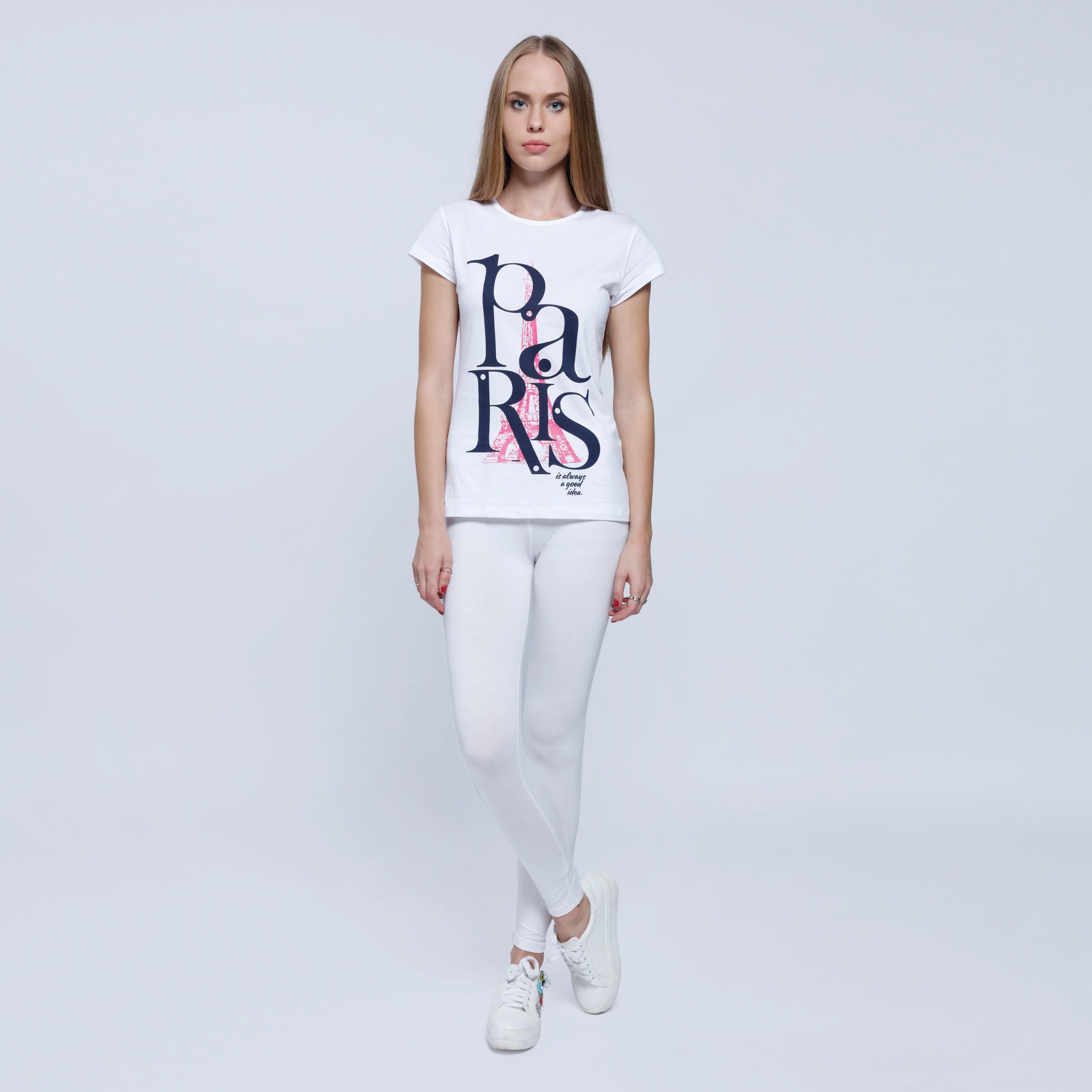 Printed Round Neck T-Shirt with Short Sleeves-women-clothing-tshirts-image-5
