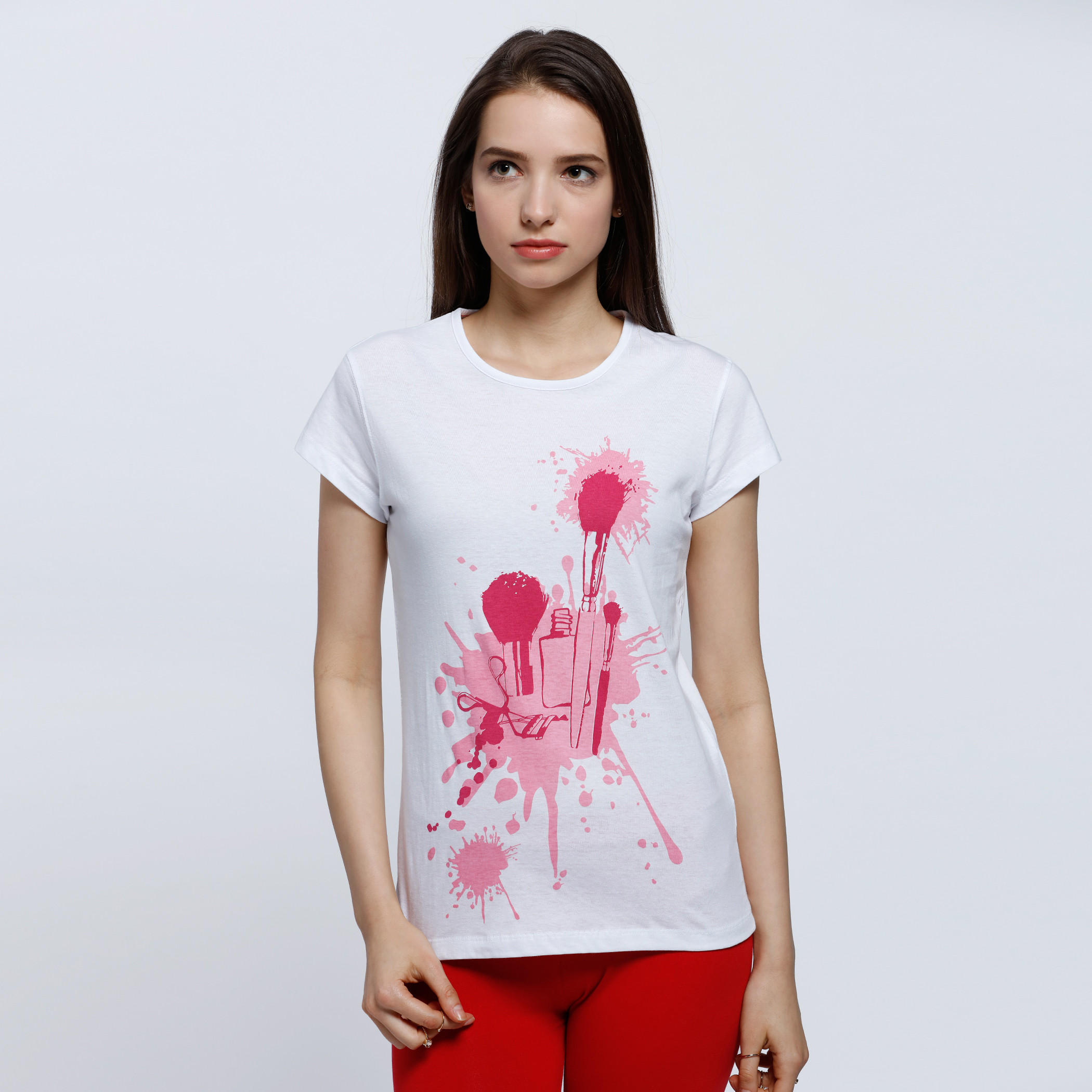 Printed Short Sleeves T-Shirt with Round Neck-women-clothing-tshirts-image-1